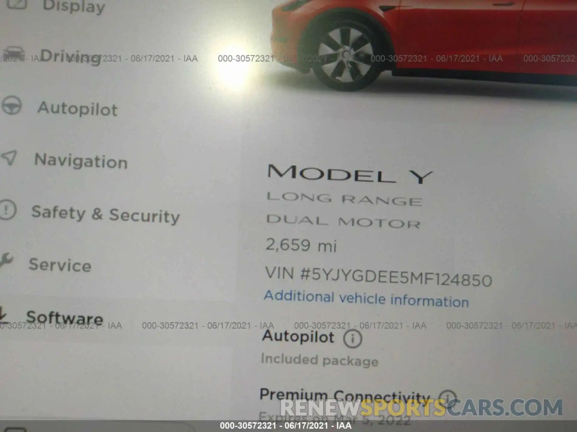 7 Фотография поврежденного автомобиля 5YJYGDEE5MF124850 TESLA MODEL Y 2021