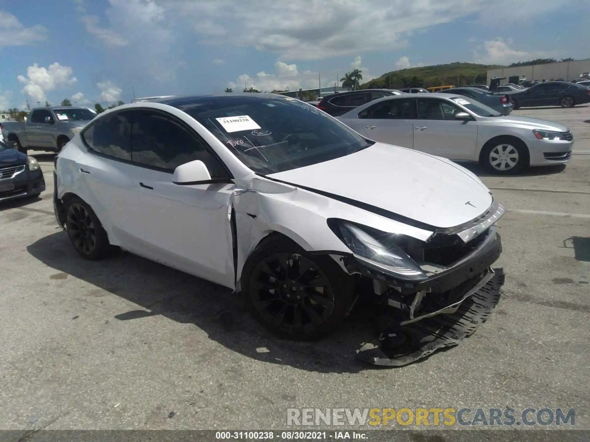 1 Photograph of a damaged car 5YJYGDEE5MF125397 TESLA MODEL Y 2021