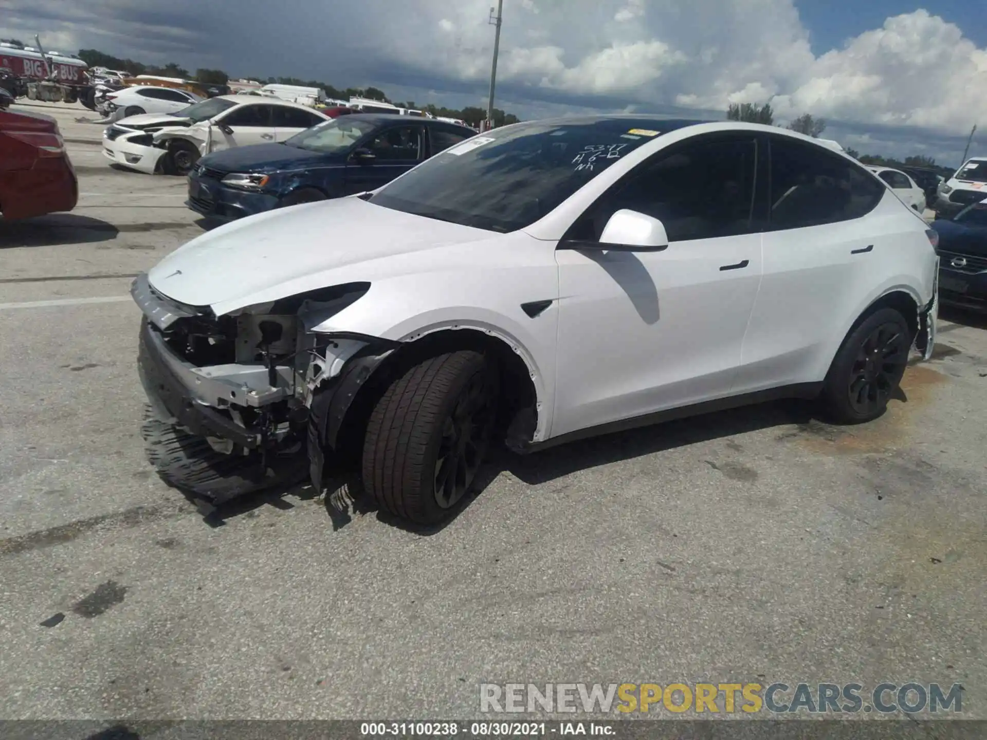 2 Photograph of a damaged car 5YJYGDEE5MF125397 TESLA MODEL Y 2021