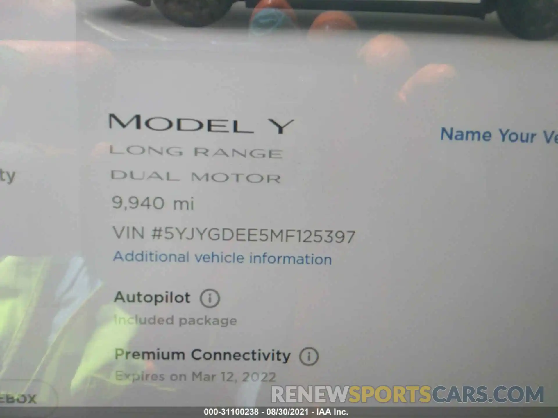 7 Photograph of a damaged car 5YJYGDEE5MF125397 TESLA MODEL Y 2021