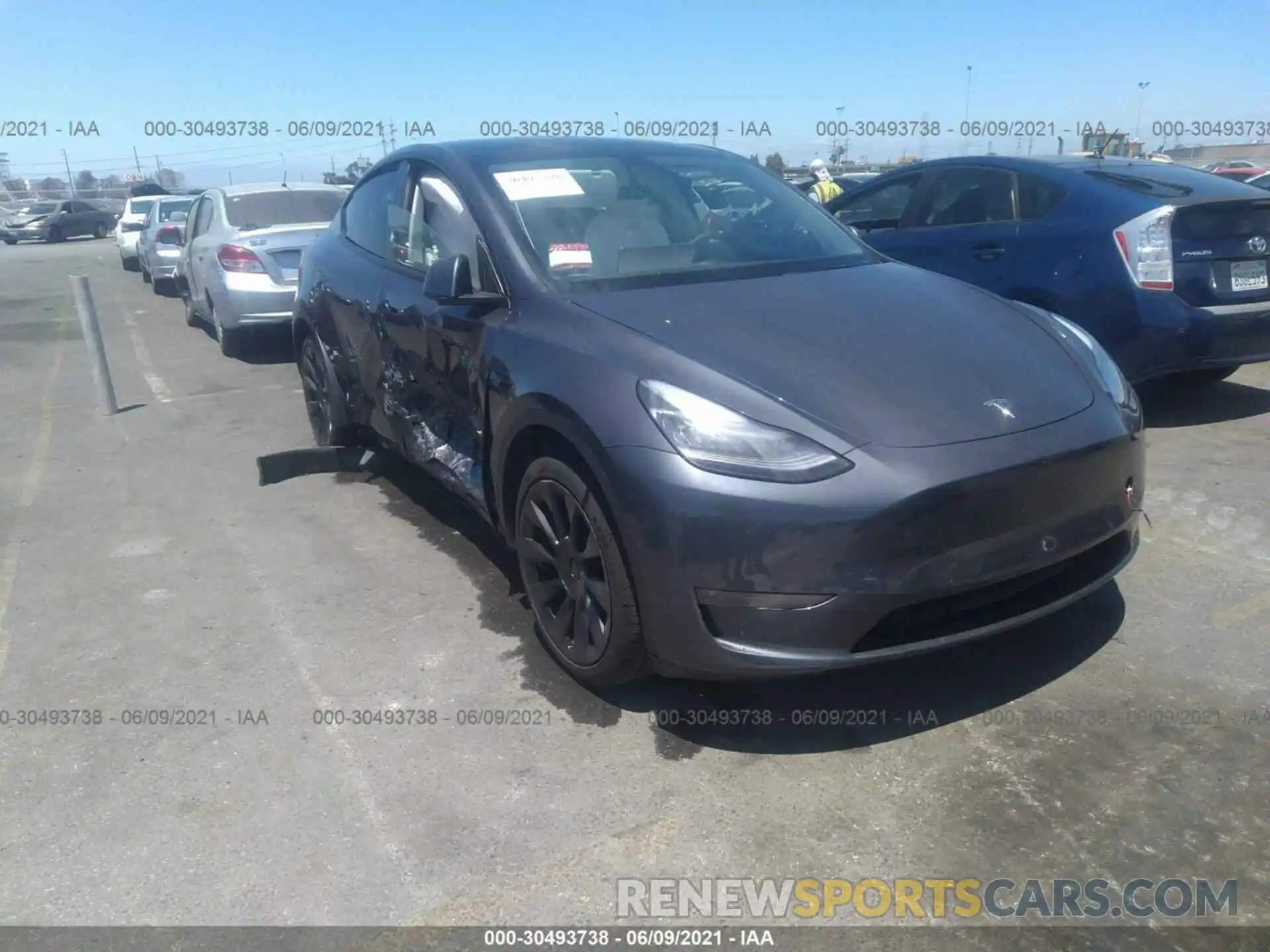 1 Фотография поврежденного автомобиля 5YJYGDEE5MF141812 TESLA MODEL Y 2021