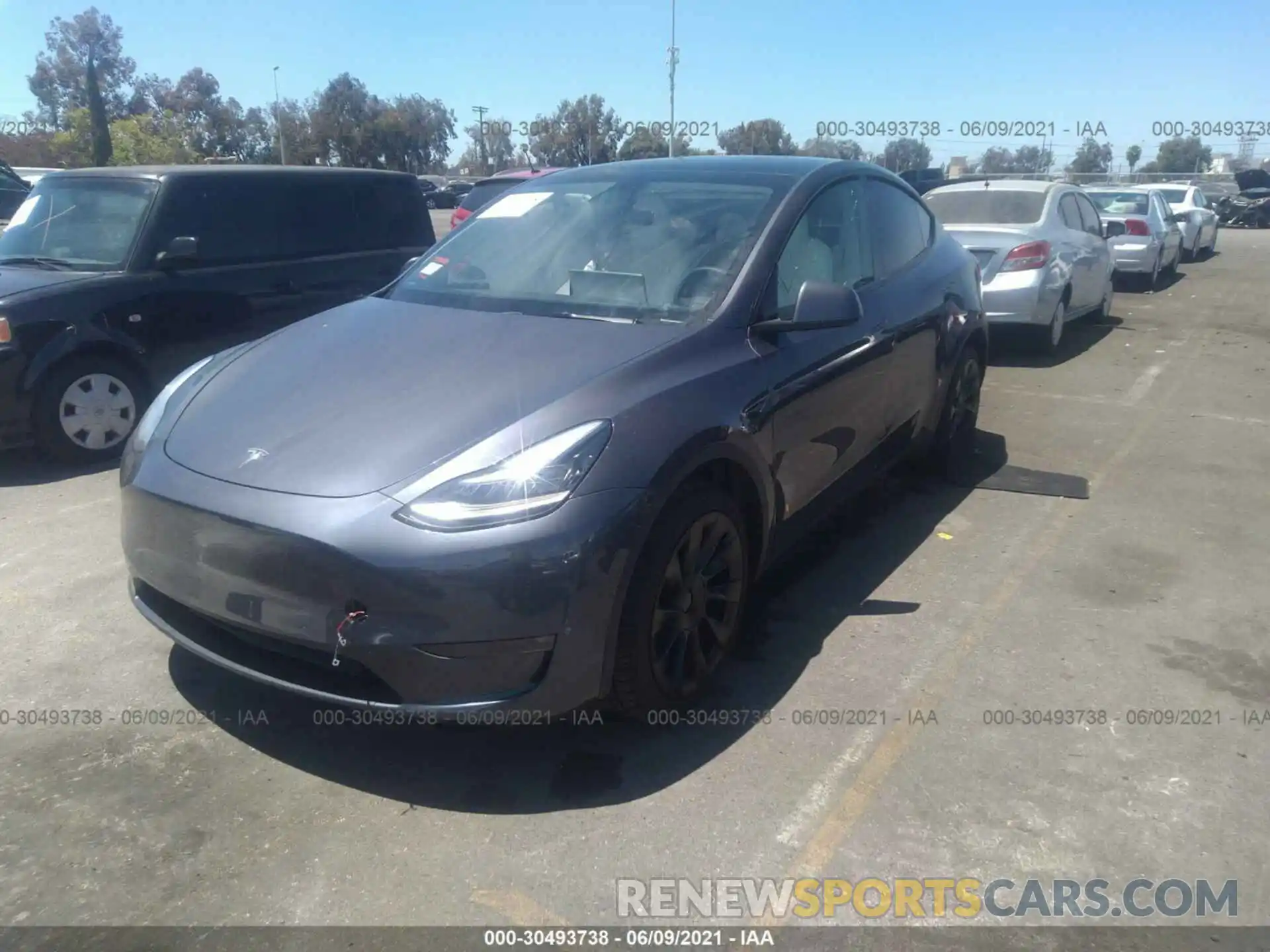 2 Photograph of a damaged car 5YJYGDEE5MF141812 TESLA MODEL Y 2021