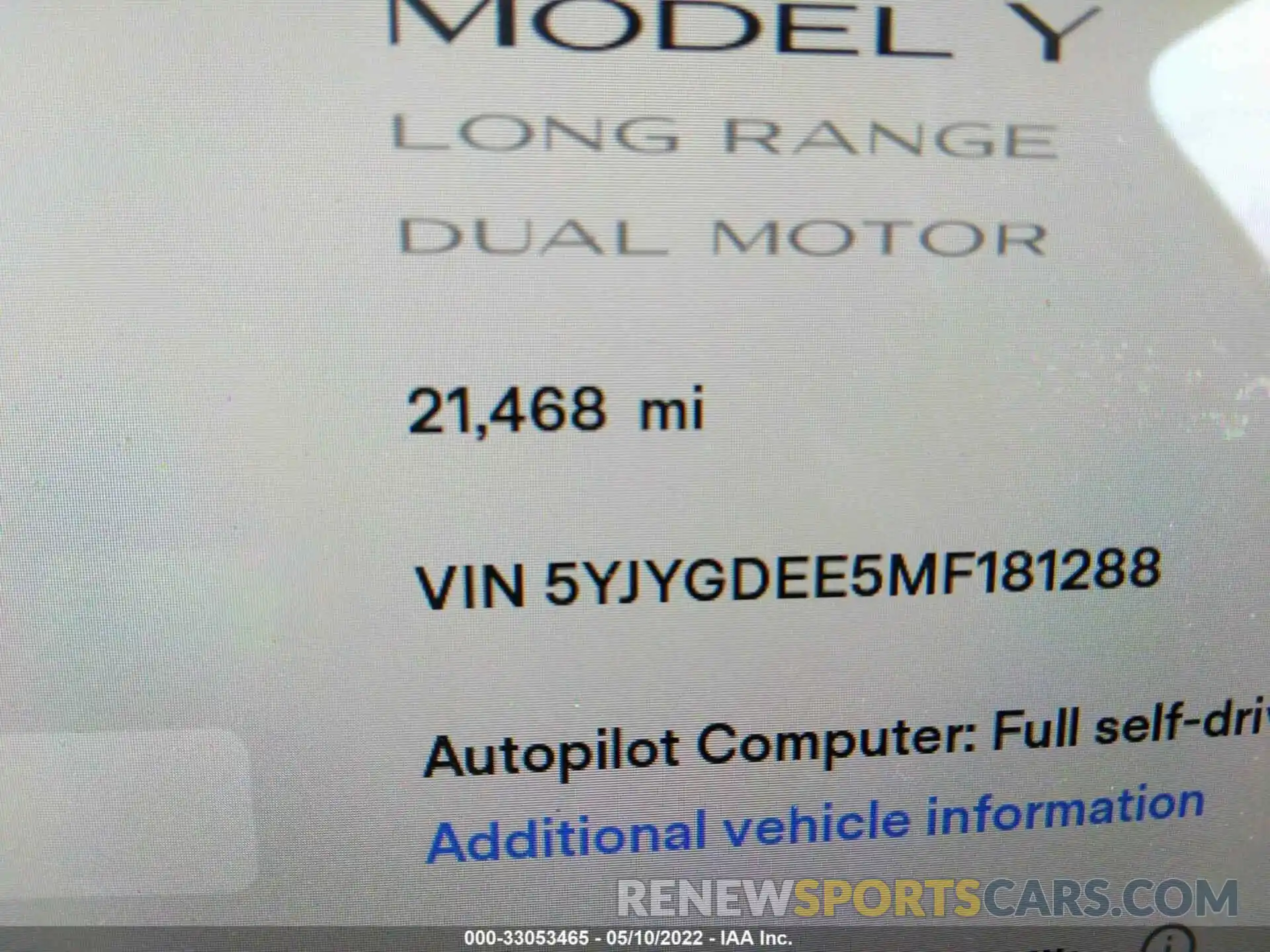 7 Photograph of a damaged car 5YJYGDEE5MF181288 TESLA MODEL Y 2021