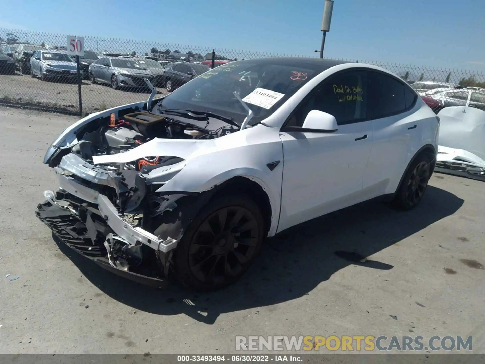 2 Photograph of a damaged car 5YJYGDEE5MF222700 TESLA MODEL Y 2021