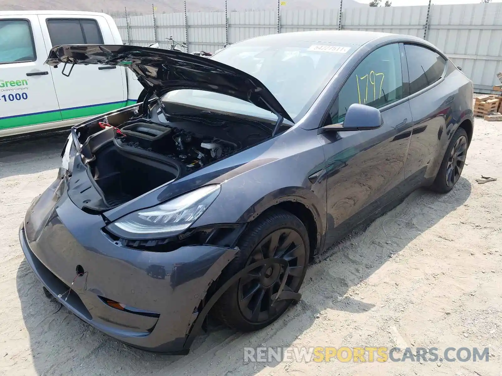 2 Photograph of a damaged car 5YJYGDEE5MF222843 TESLA MODEL Y 2021