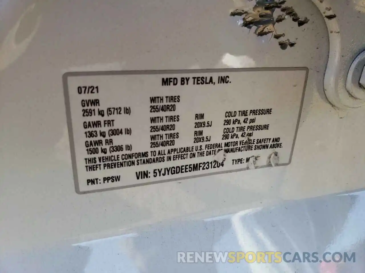 10 Photograph of a damaged car 5YJYGDEE5MF231204 TESLA MODEL Y 2021