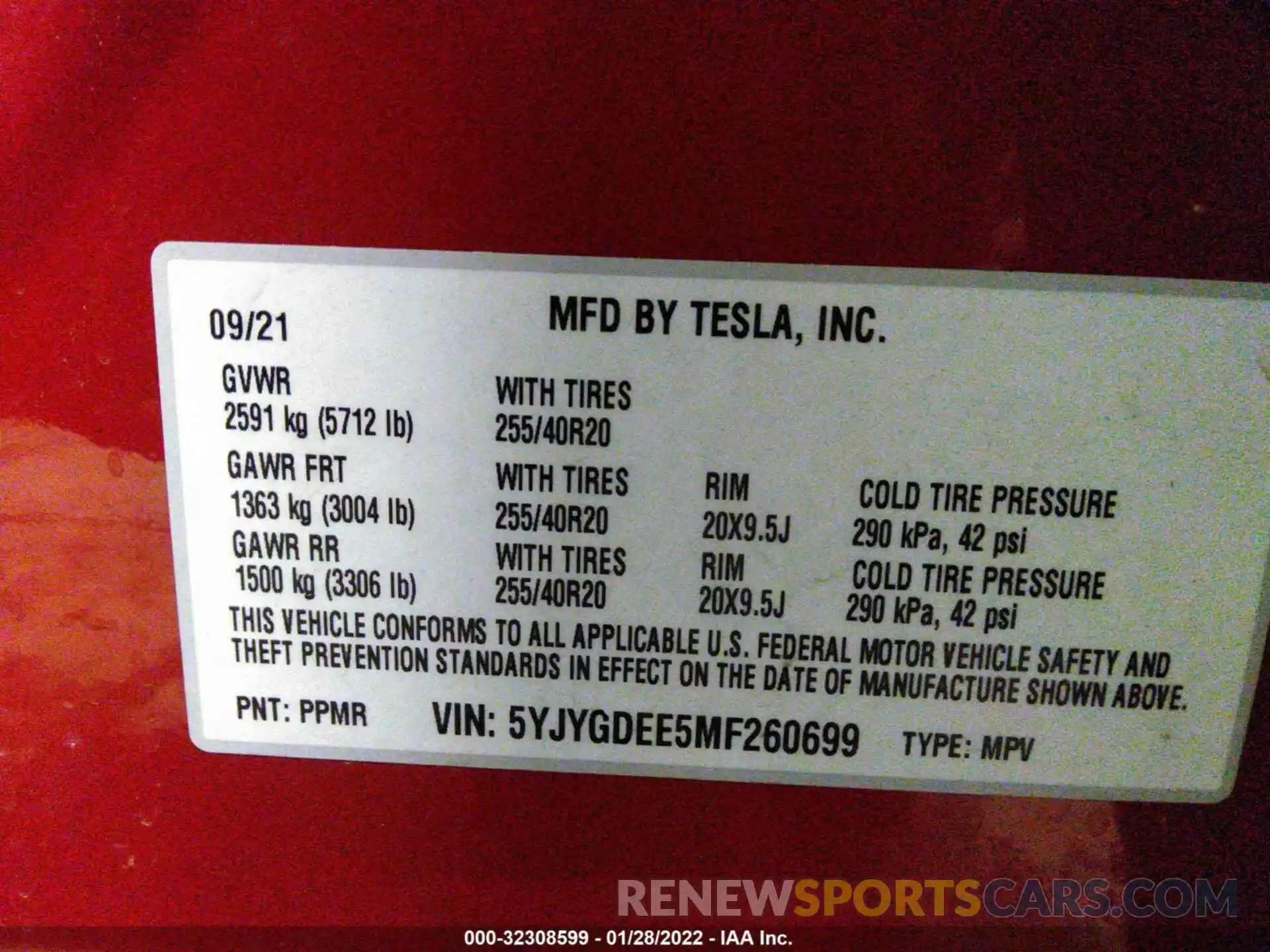 9 Photograph of a damaged car 5YJYGDEE5MF260699 TESLA MODEL Y 2021