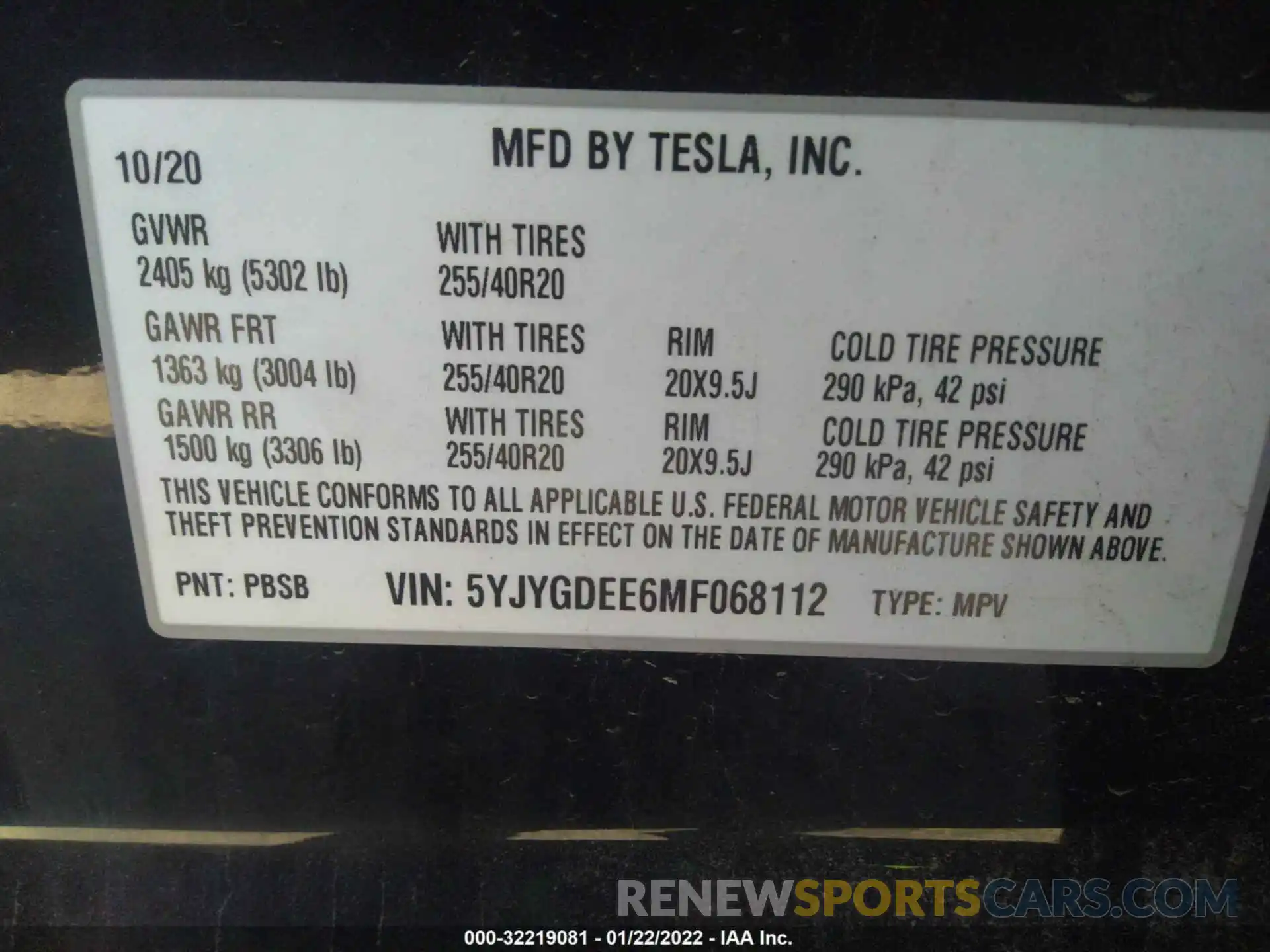 9 Фотография поврежденного автомобиля 5YJYGDEE6MF068112 TESLA MODEL Y 2021