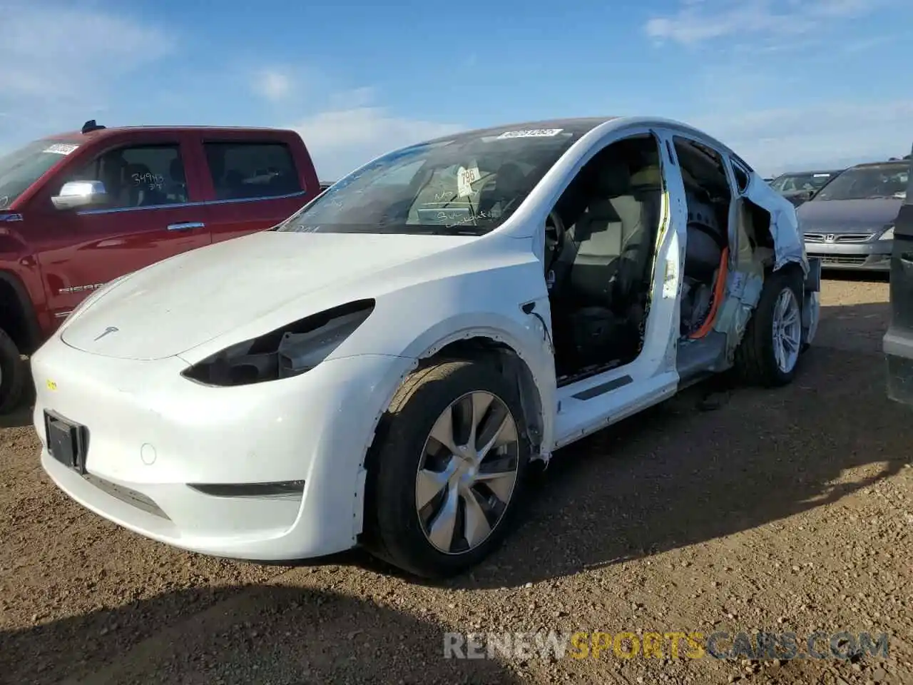 2 Photograph of a damaged car 5YJYGDEE6MF074458 TESLA MODEL Y 2021