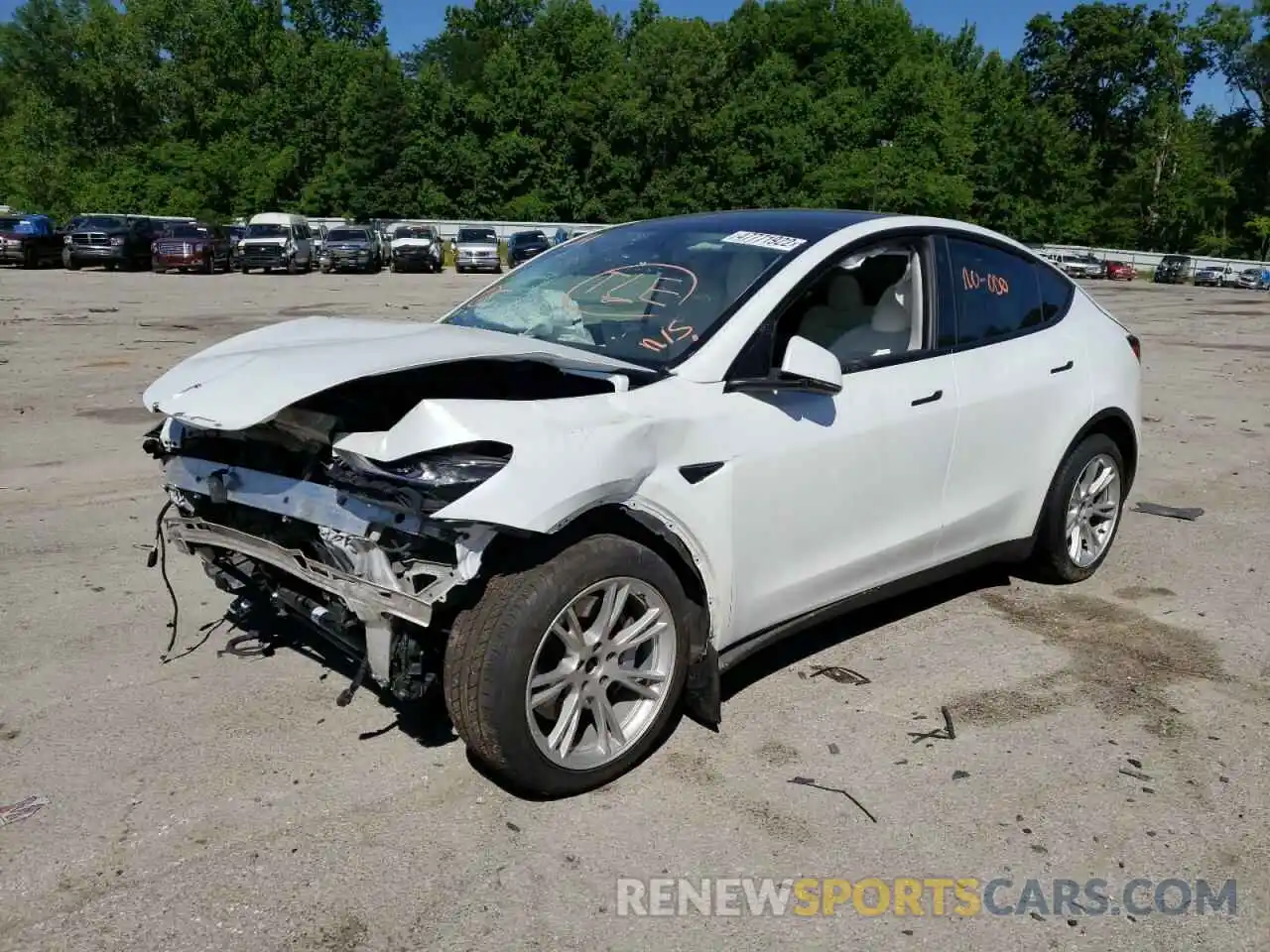 2 Photograph of a damaged car 5YJYGDEE6MF087176 TESLA MODEL Y 2021