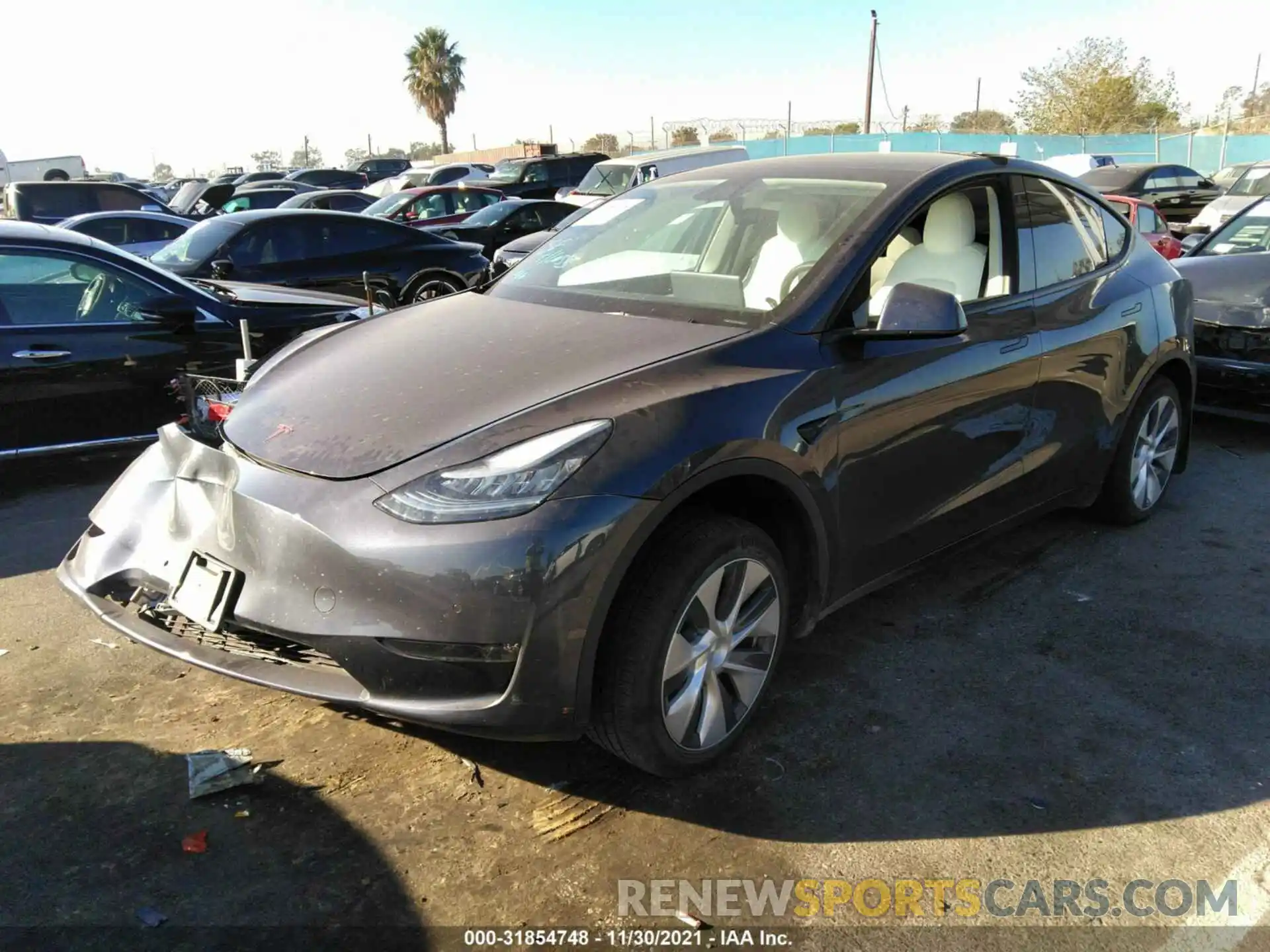 2 Photograph of a damaged car 5YJYGDEE6MF088697 TESLA MODEL Y 2021