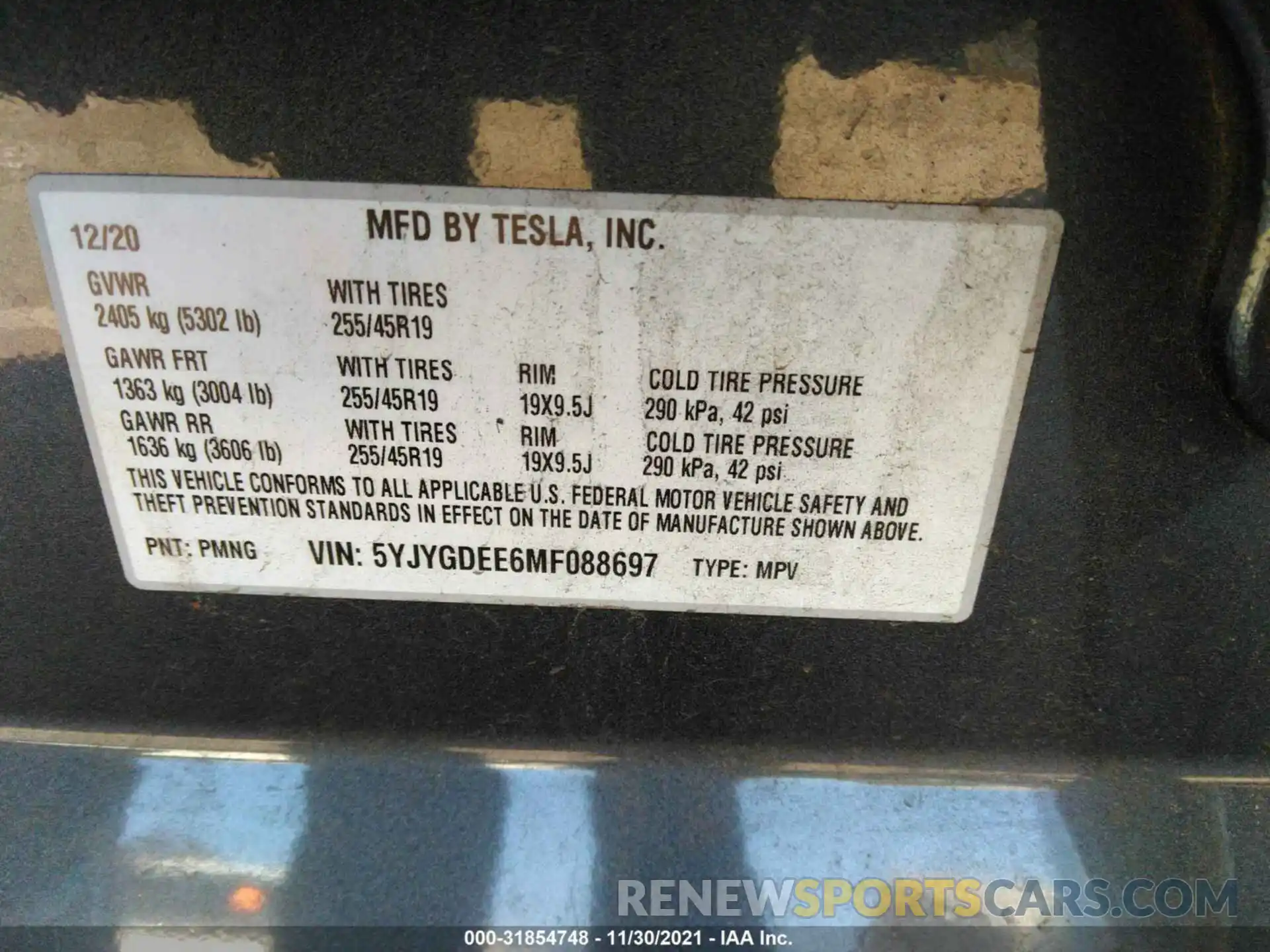 9 Фотография поврежденного автомобиля 5YJYGDEE6MF088697 TESLA MODEL Y 2021