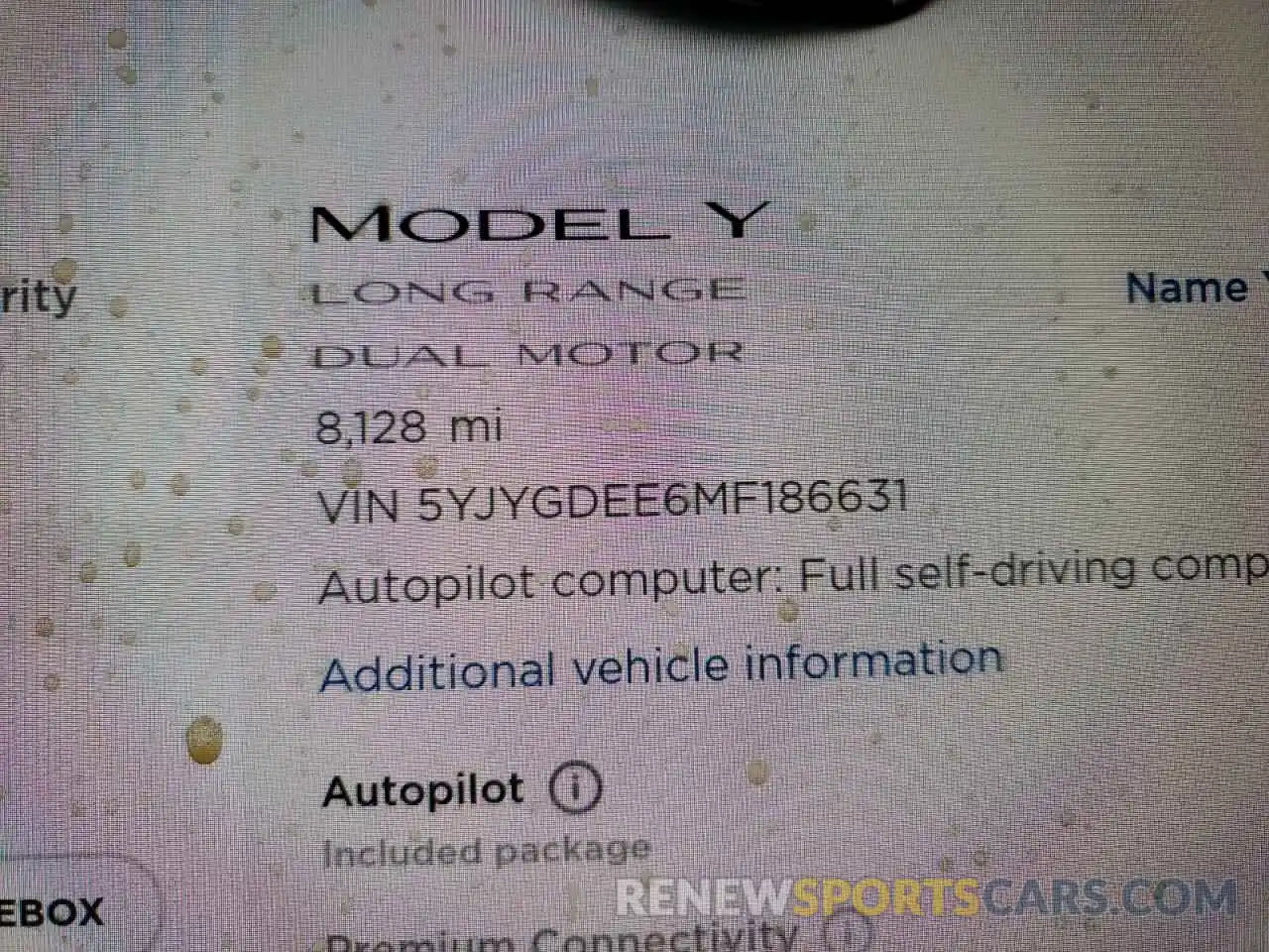 8 Фотография поврежденного автомобиля 5YJYGDEE6MF186631 TESLA MODEL Y 2021