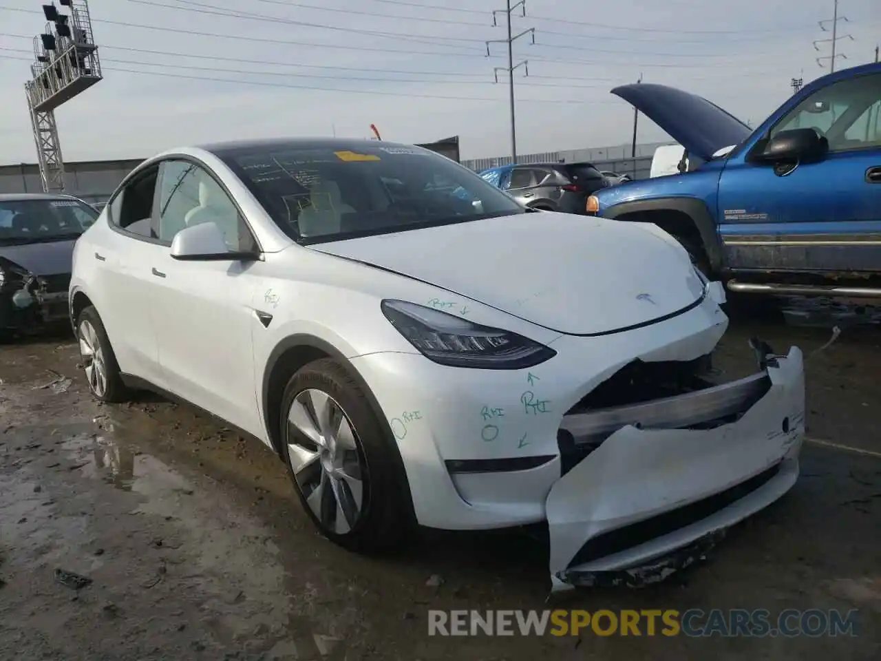 1 Photograph of a damaged car 5YJYGDEE6MF189626 TESLA MODEL Y 2021