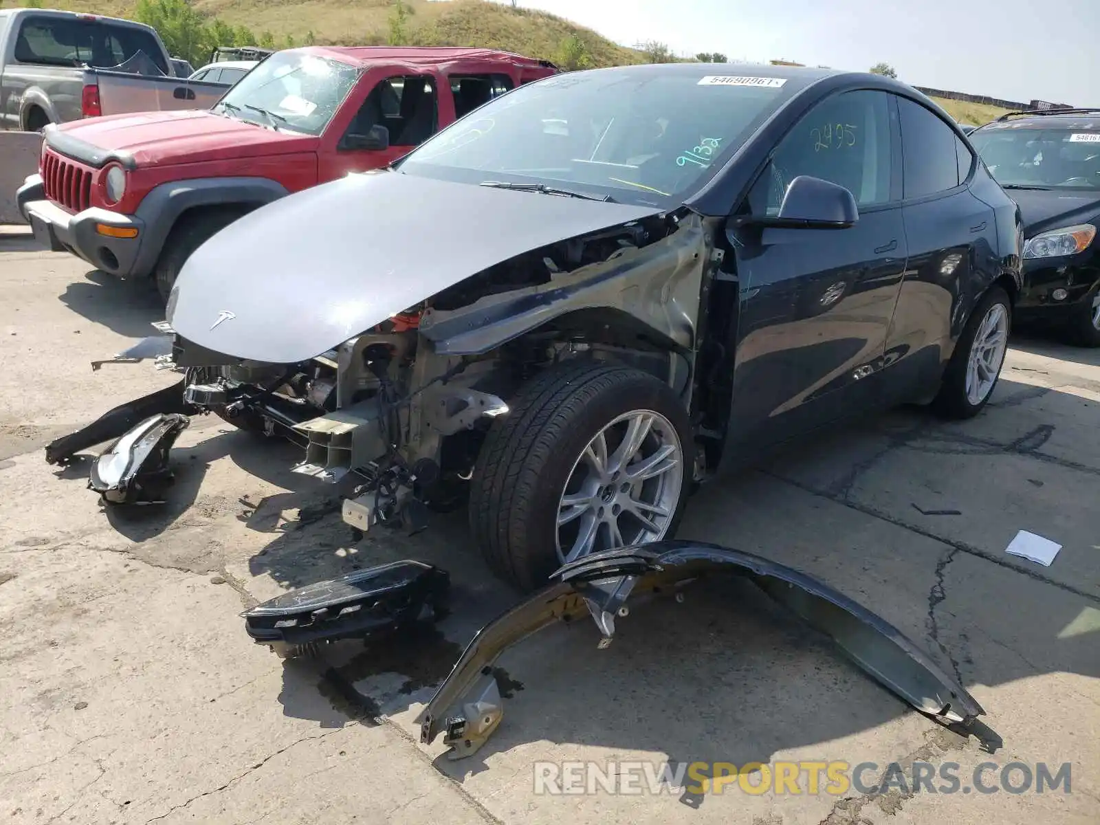 2 Photograph of a damaged car 5YJYGDEE6MF190436 TESLA MODEL Y 2021