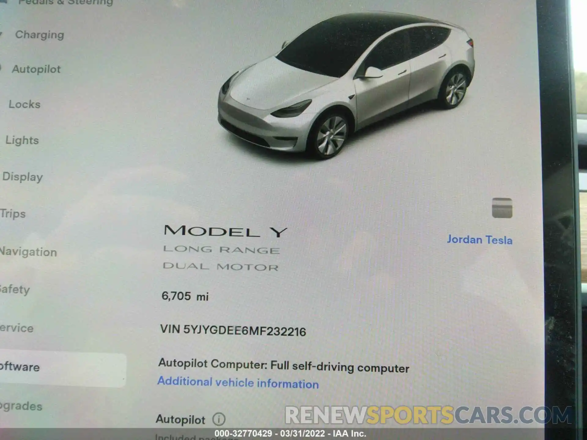 7 Фотография поврежденного автомобиля 5YJYGDEE6MF232216 TESLA MODEL Y 2021