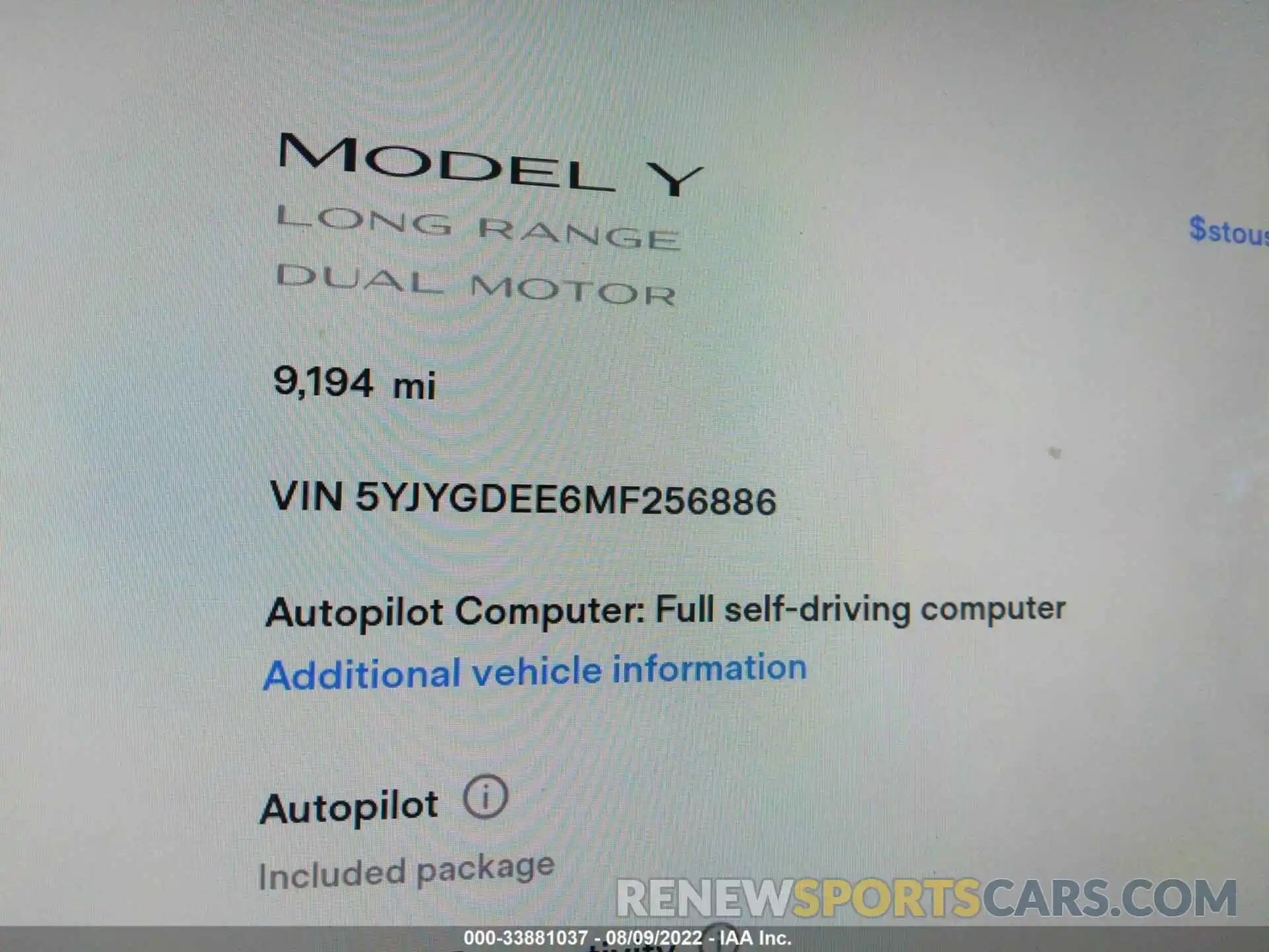 7 Photograph of a damaged car 5YJYGDEE6MF256886 TESLA MODEL Y 2021