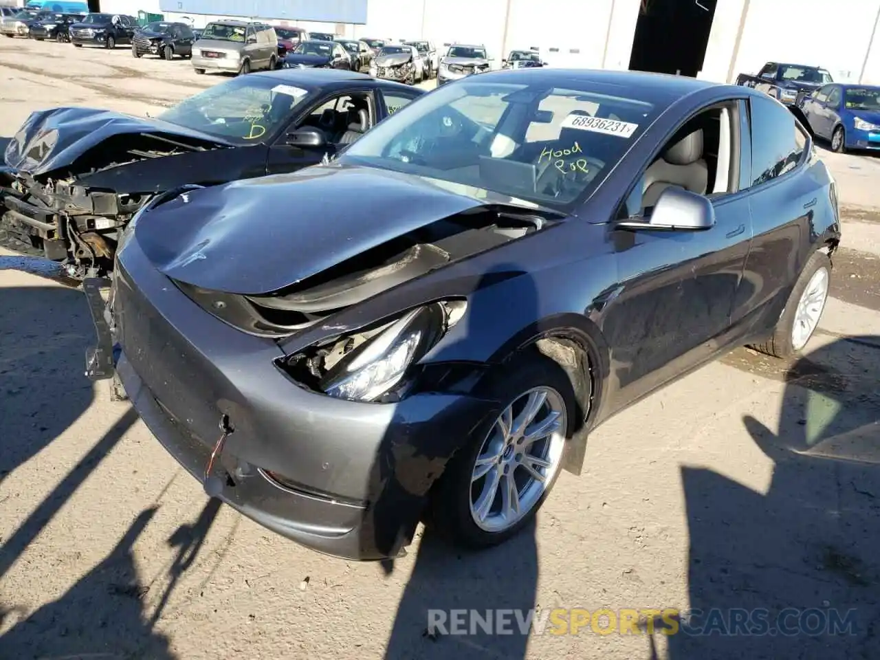 2 Photograph of a damaged car 5YJYGDEE6MF265443 TESLA MODEL Y 2021