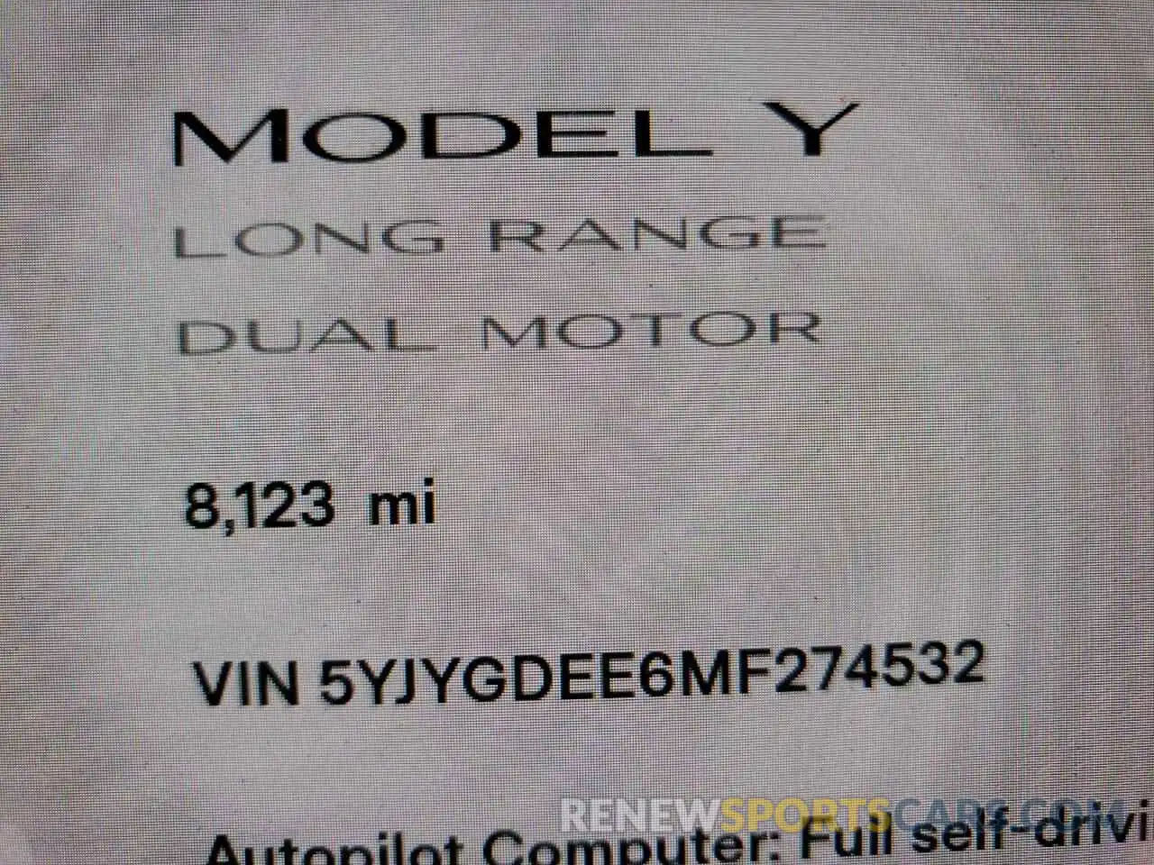 8 Фотография поврежденного автомобиля 5YJYGDEE6MF274532 TESLA MODEL Y 2021