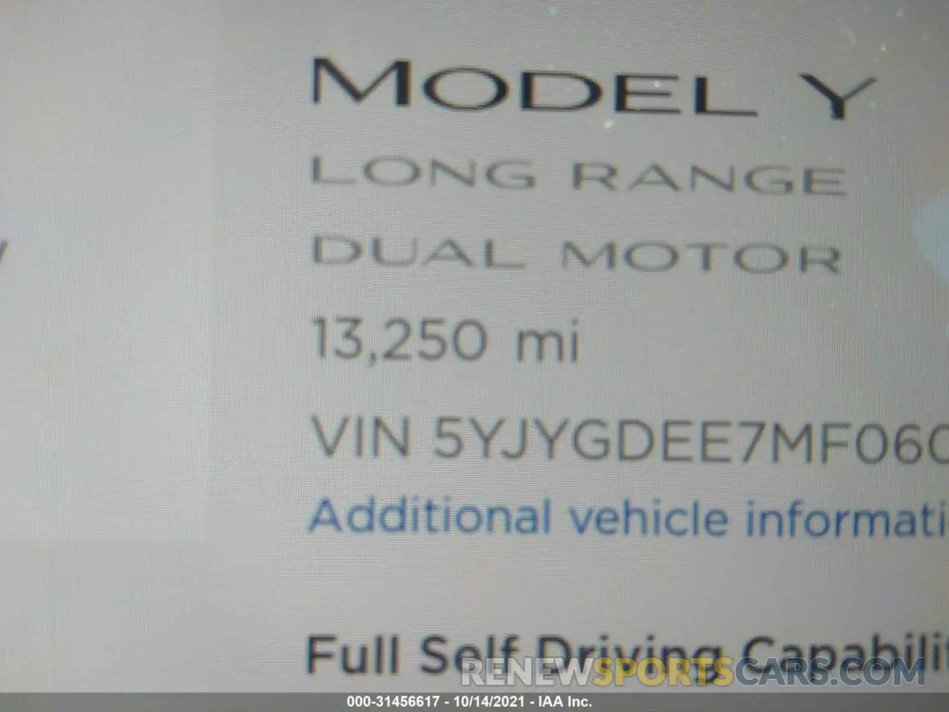 7 Фотография поврежденного автомобиля 5YJYGDEE7MF060553 TESLA MODEL Y 2021