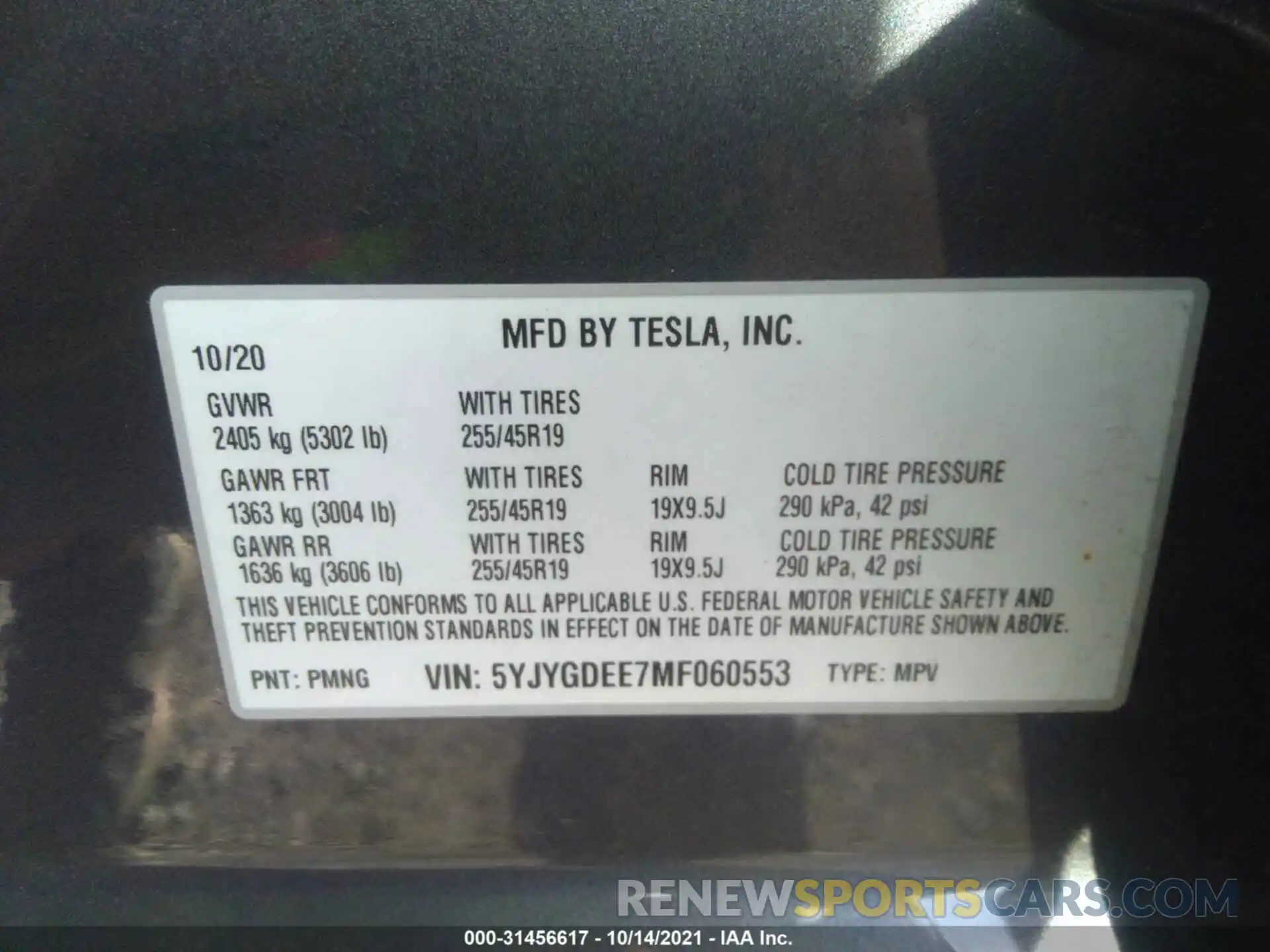 9 Photograph of a damaged car 5YJYGDEE7MF060553 TESLA MODEL Y 2021