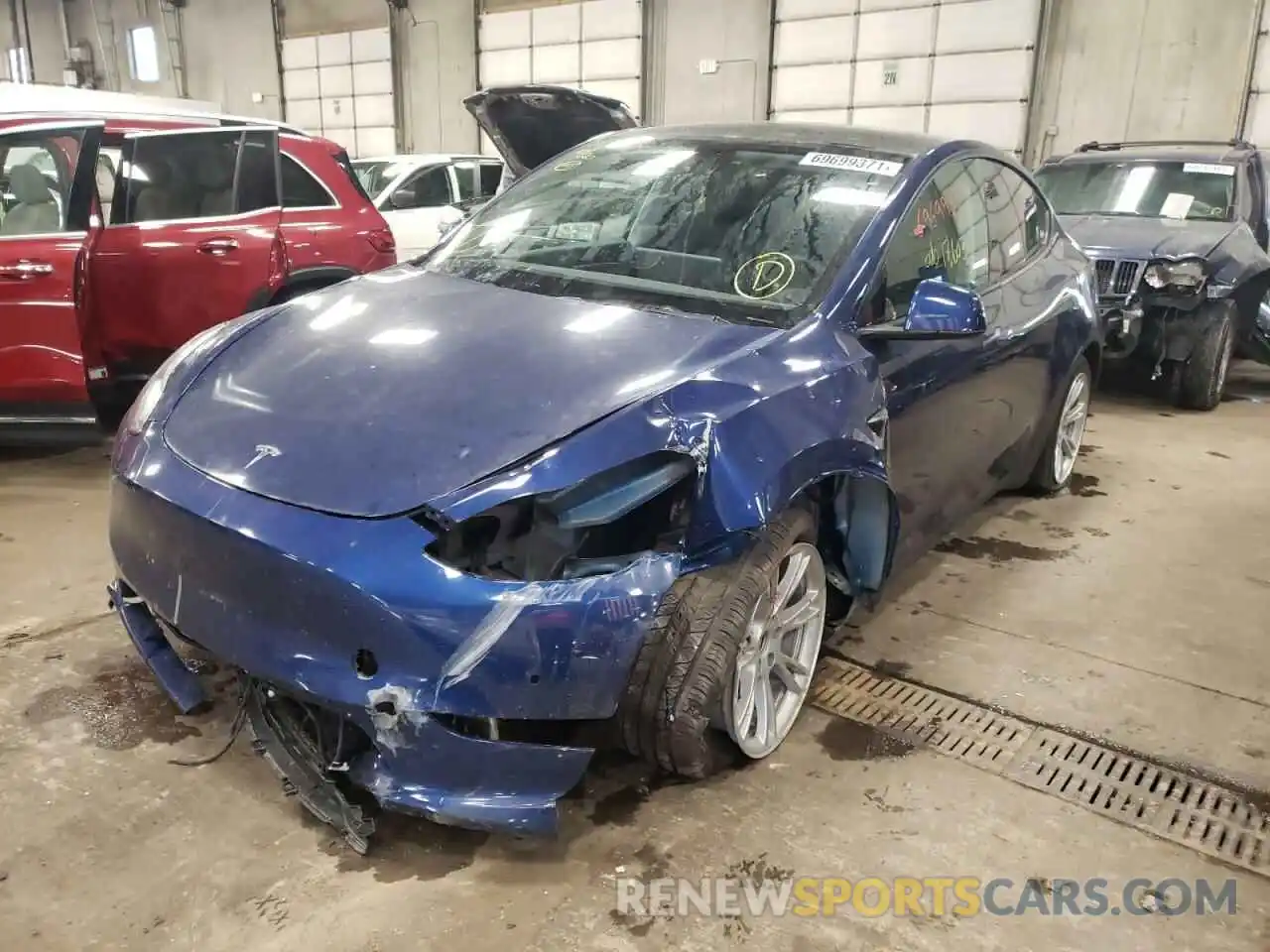 2 Photograph of a damaged car 5YJYGDEE7MF060844 TESLA MODEL Y 2021