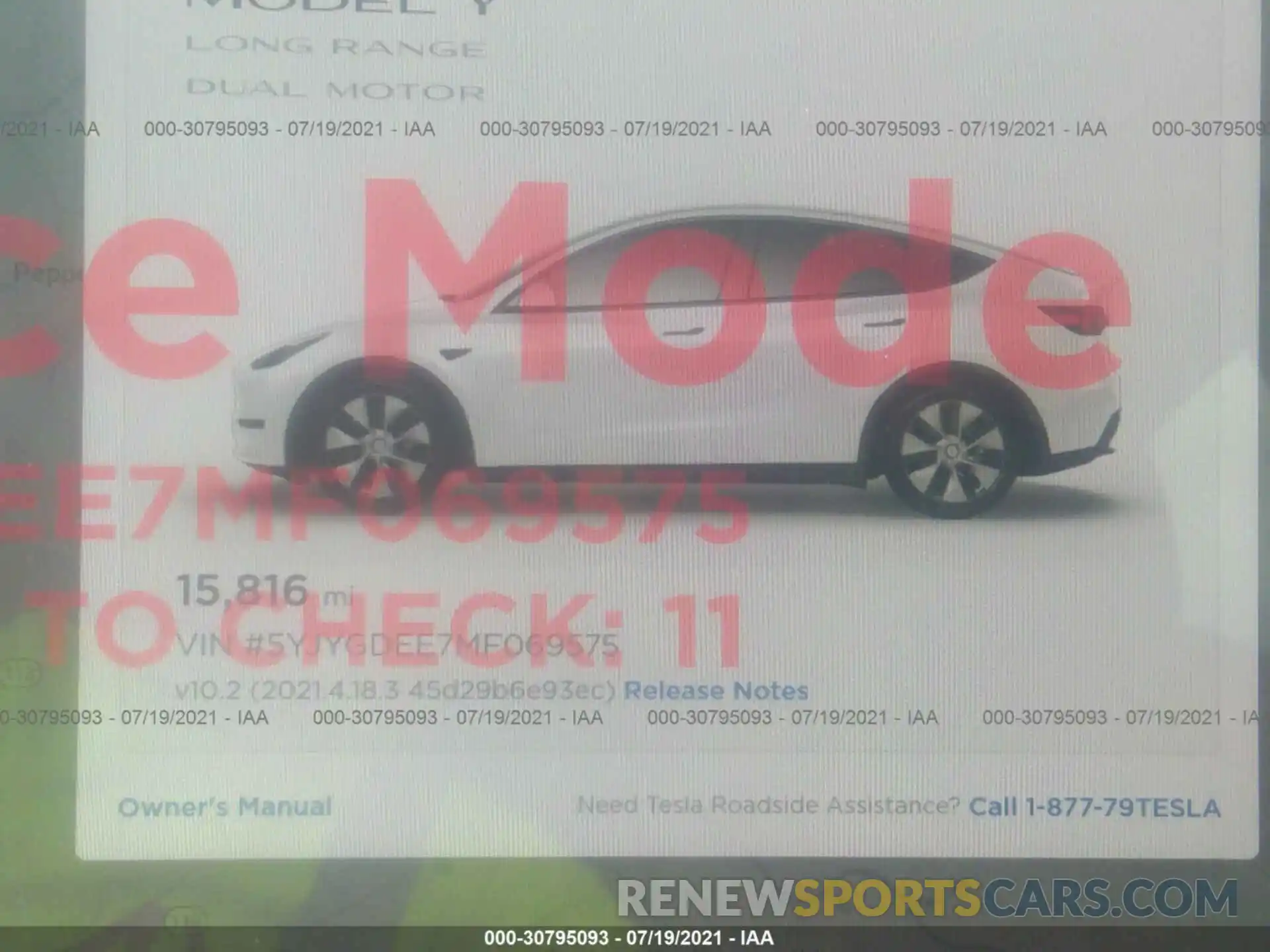 7 Photograph of a damaged car 5YJYGDEE7MF069575 TESLA MODEL Y 2021