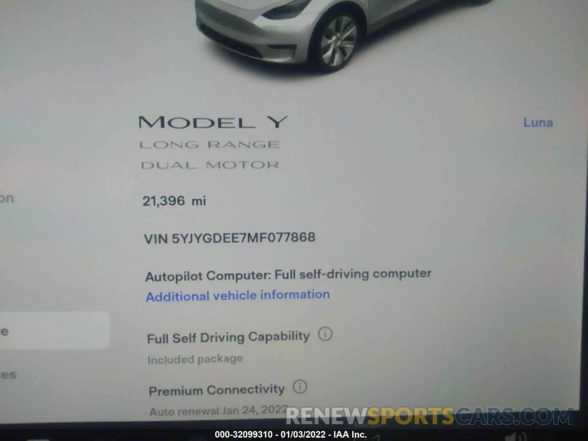 7 Фотография поврежденного автомобиля 5YJYGDEE7MF077868 TESLA MODEL Y 2021