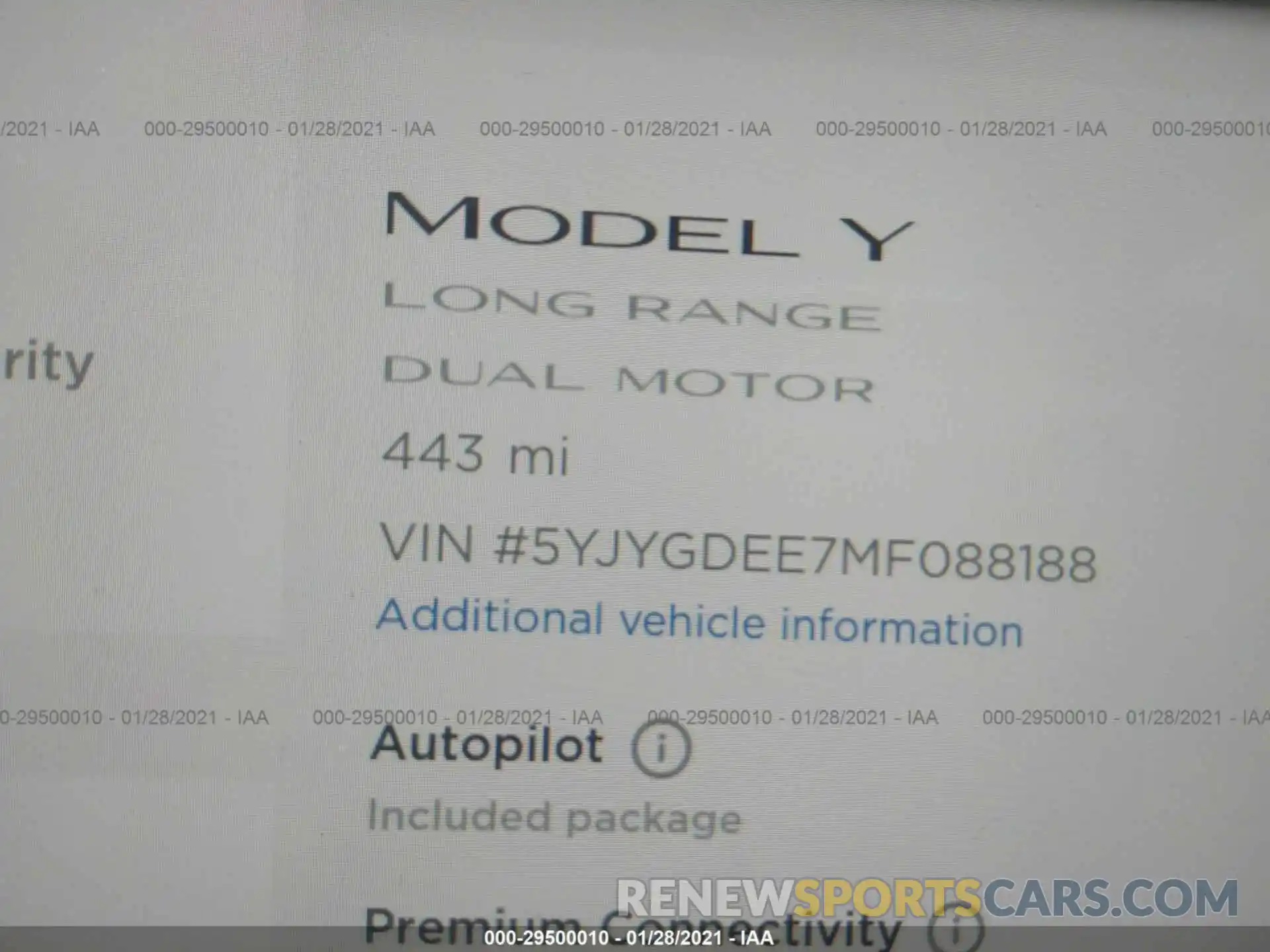 7 Фотография поврежденного автомобиля 5YJYGDEE7MF088188 TESLA MODEL Y 2021