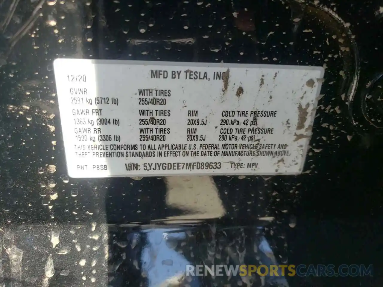 10 Фотография поврежденного автомобиля 5YJYGDEE7MF089633 TESLA MODEL Y 2021