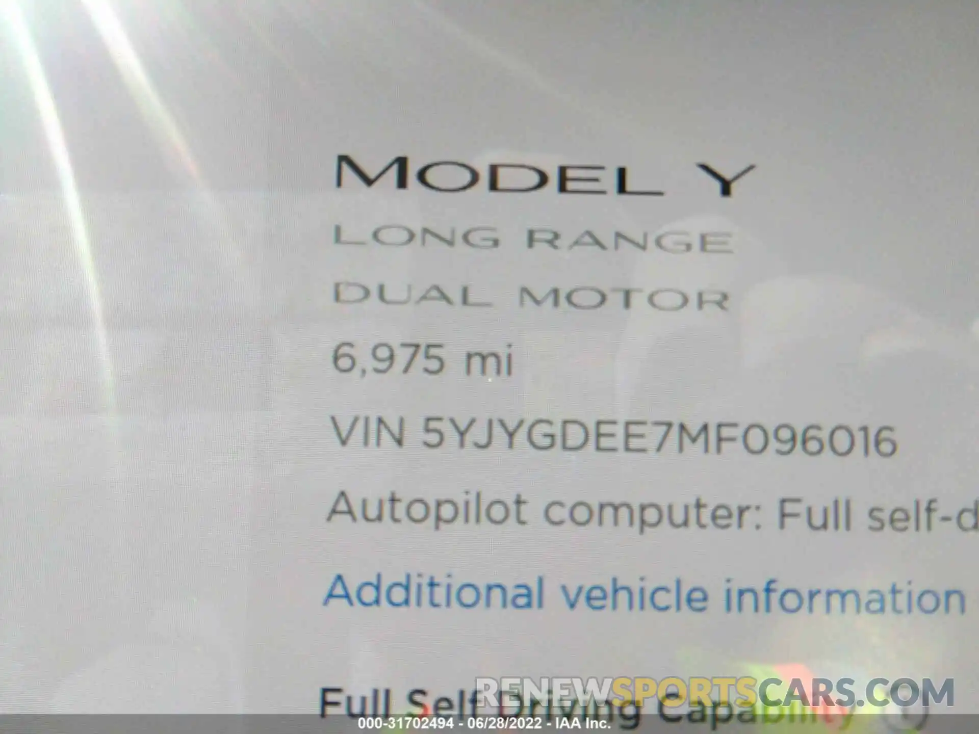 7 Photograph of a damaged car 5YJYGDEE7MF096016 TESLA MODEL Y 2021