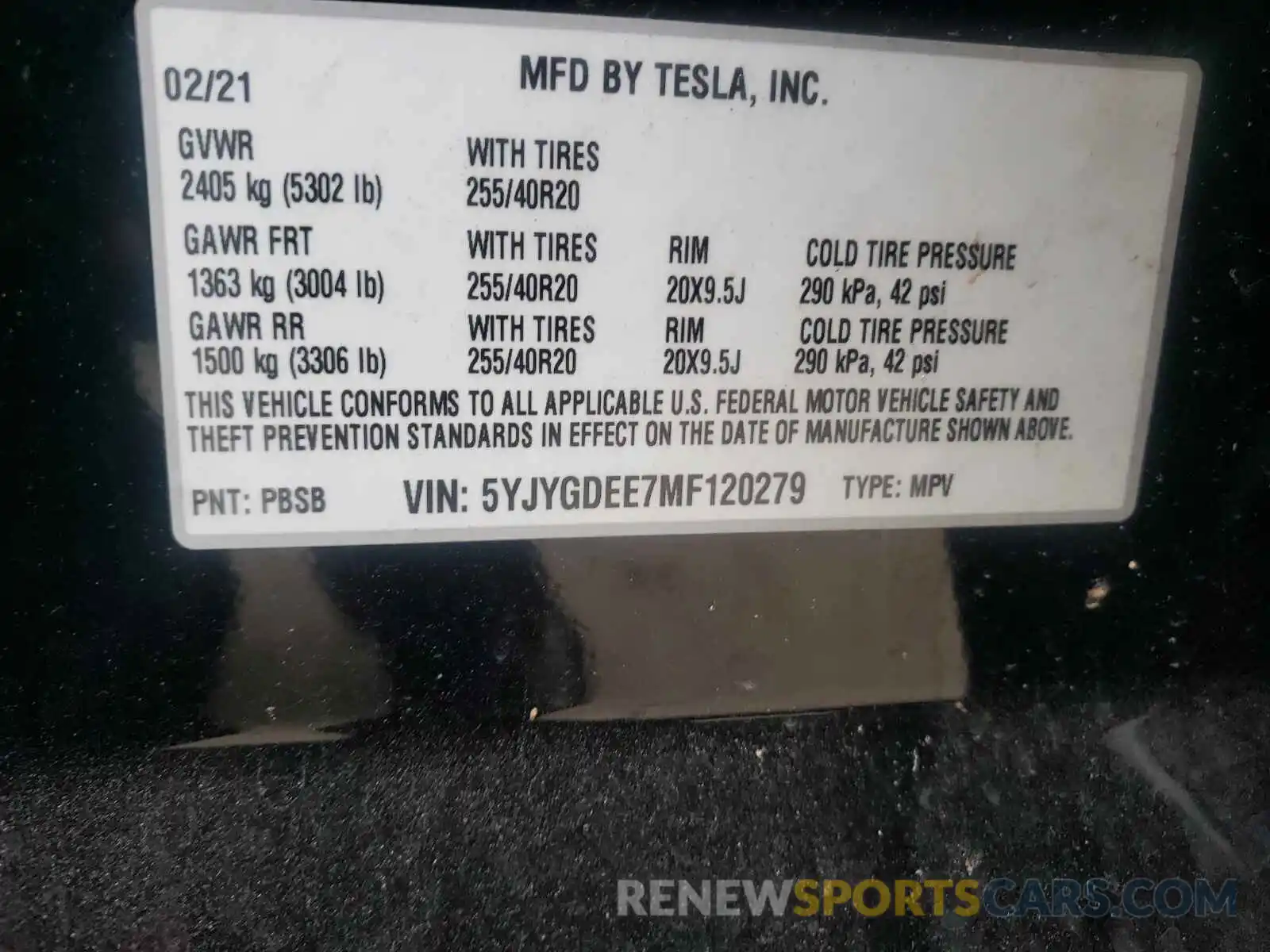 10 Photograph of a damaged car 5YJYGDEE7MF120279 TESLA MODEL Y 2021