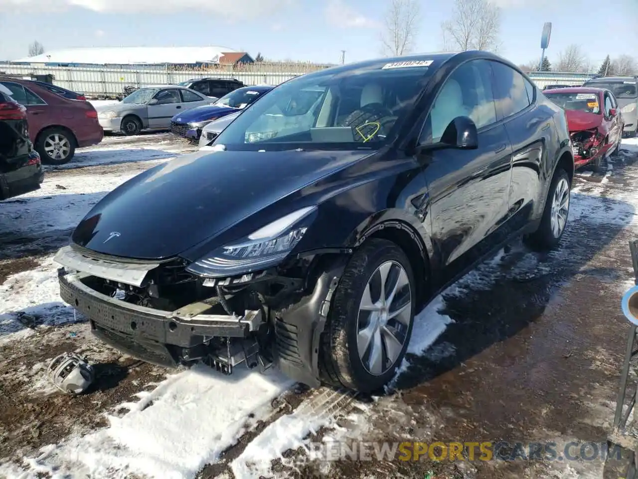 2 Photograph of a damaged car 5YJYGDEE7MF304878 TESLA MODEL Y 2021