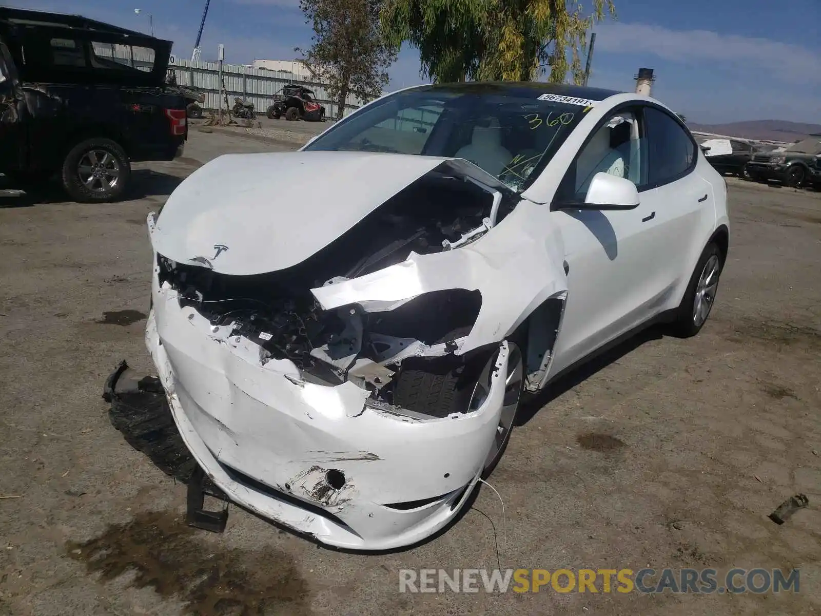 2 Photograph of a damaged car 5YJYGDEE8MF061307 TESLA MODEL Y 2021