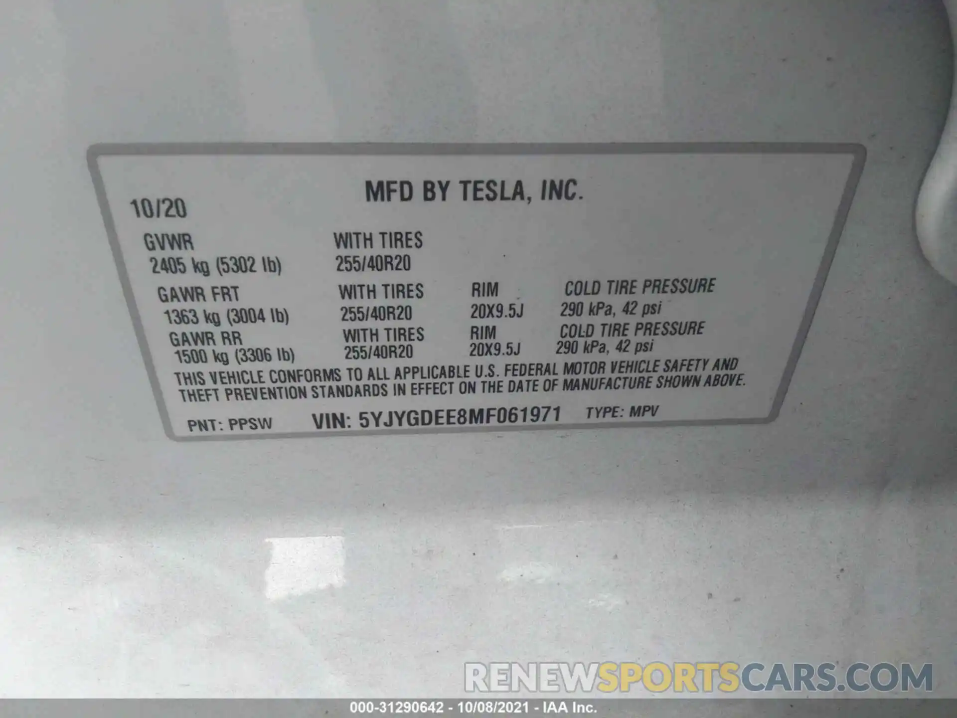 9 Photograph of a damaged car 5YJYGDEE8MF061971 TESLA MODEL Y 2021