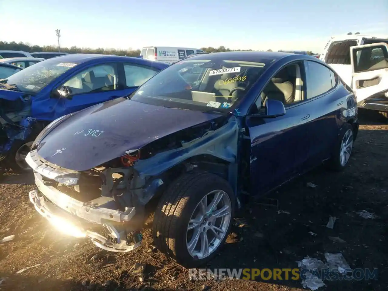 2 Photograph of a damaged car 5YJYGDEE8MF066698 TESLA MODEL Y 2021