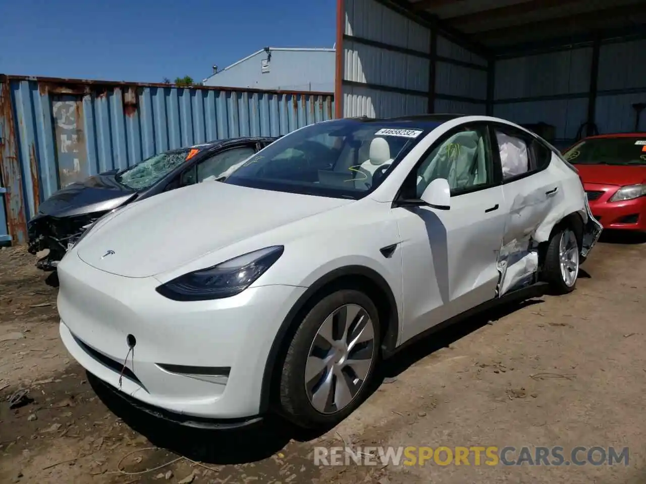 2 Photograph of a damaged car 5YJYGDEE8MF071433 TESLA MODEL Y 2021