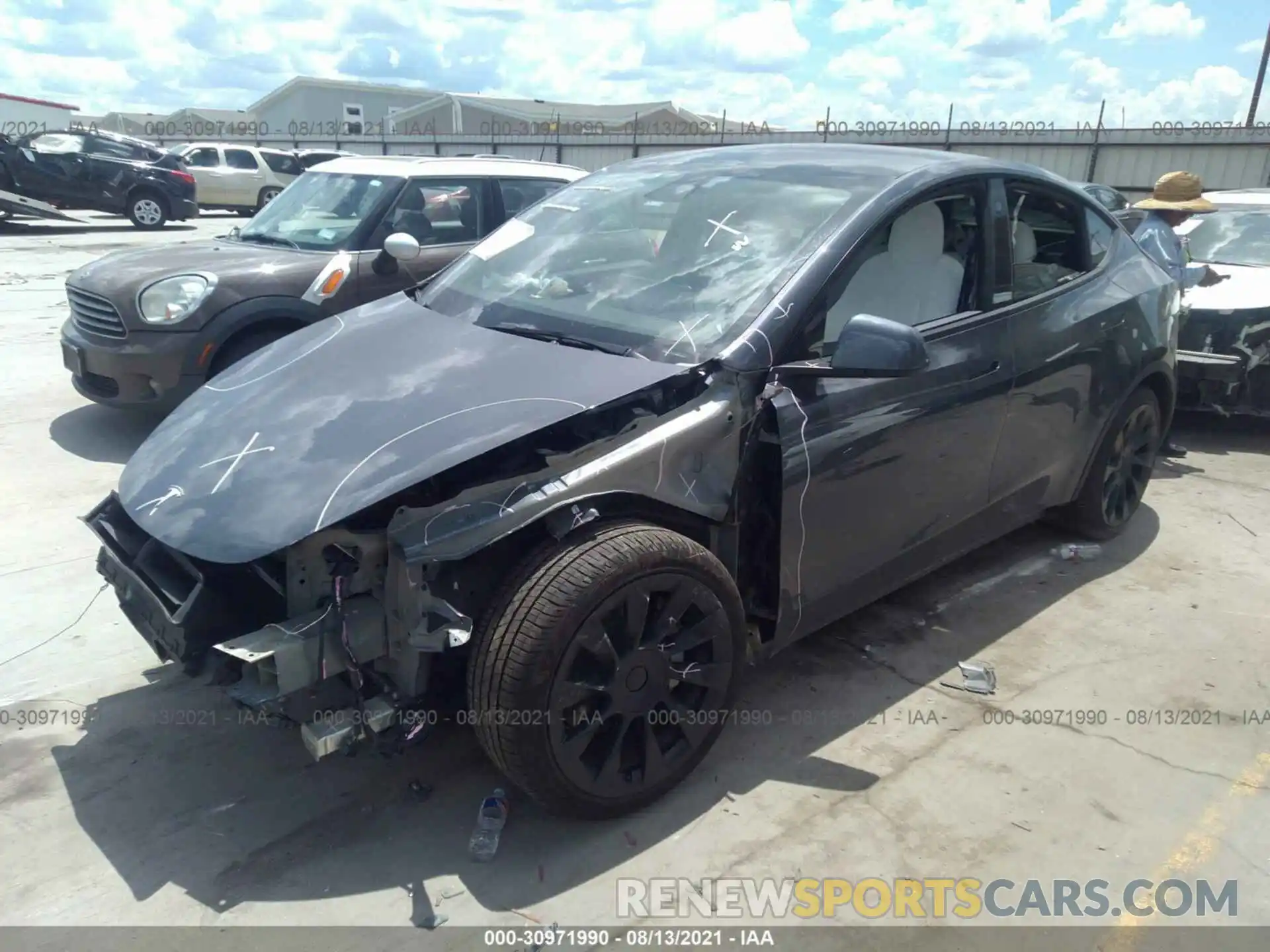 2 Photograph of a damaged car 5YJYGDEE8MF094033 TESLA MODEL Y 2021