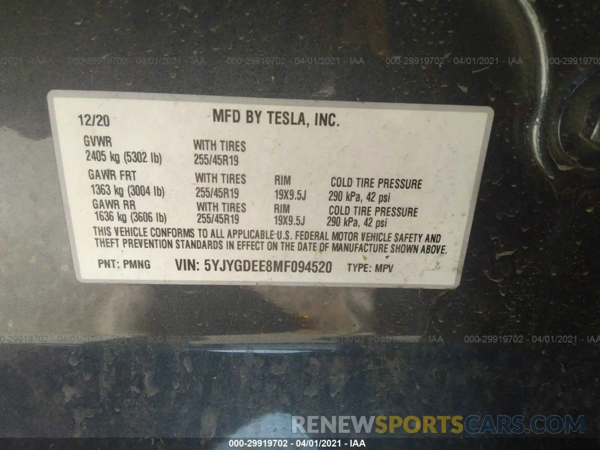 9 Фотография поврежденного автомобиля 5YJYGDEE8MF094520 TESLA MODEL Y 2021