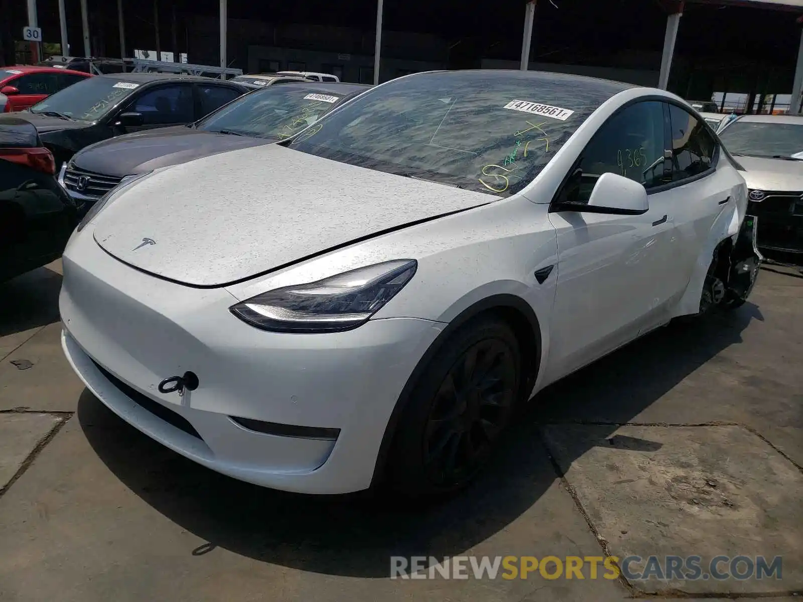 2 Photograph of a damaged car 5YJYGDEE8MF097403 TESLA MODEL Y 2021