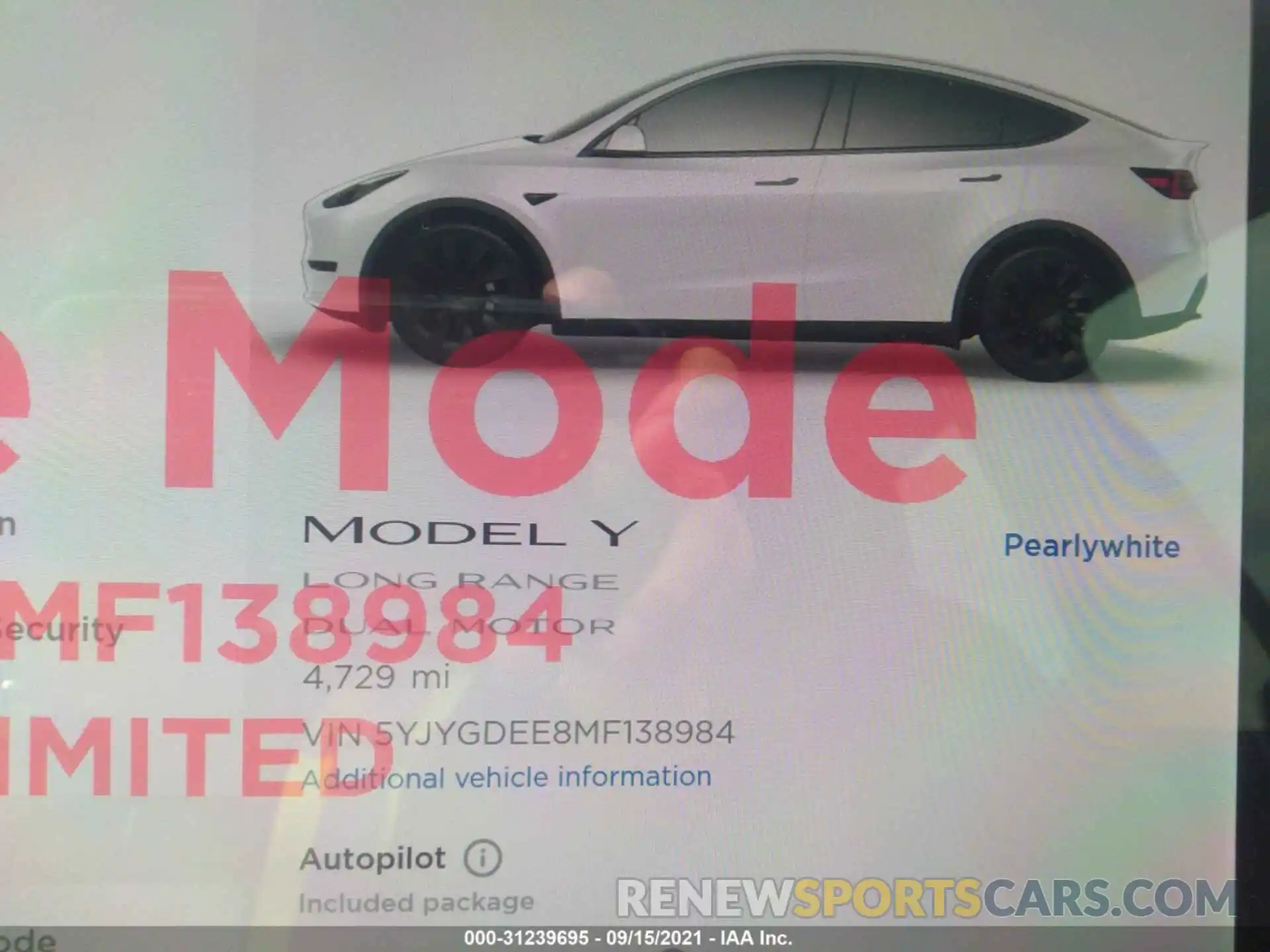 7 Фотография поврежденного автомобиля 5YJYGDEE8MF138984 TESLA MODEL Y 2021