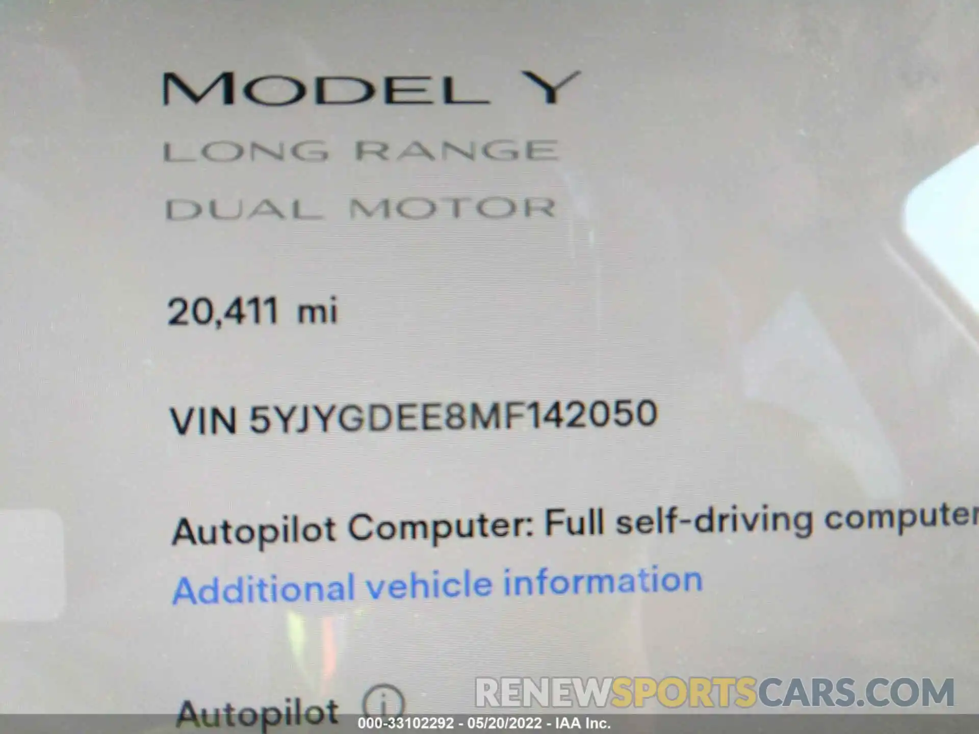 9 Фотография поврежденного автомобиля 5YJYGDEE8MF142050 TESLA MODEL Y 2021