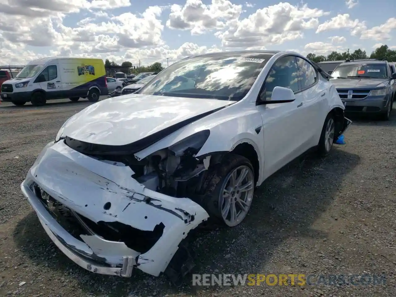 2 Photograph of a damaged car 5YJYGDEE8MF150259 TESLA MODEL Y 2021