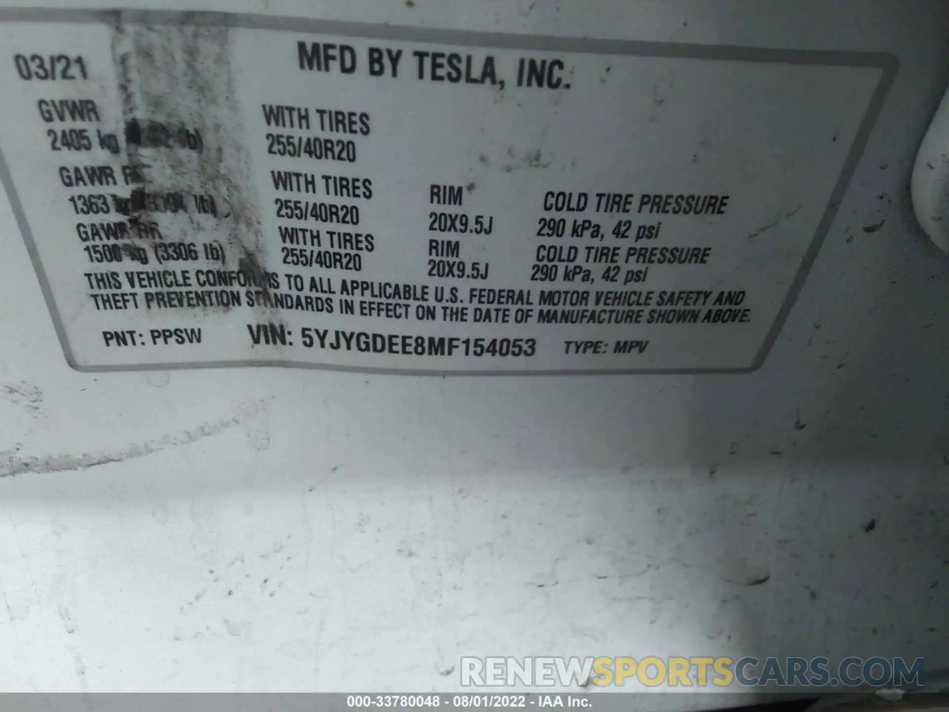 9 Photograph of a damaged car 5YJYGDEE8MF154053 TESLA MODEL Y 2021