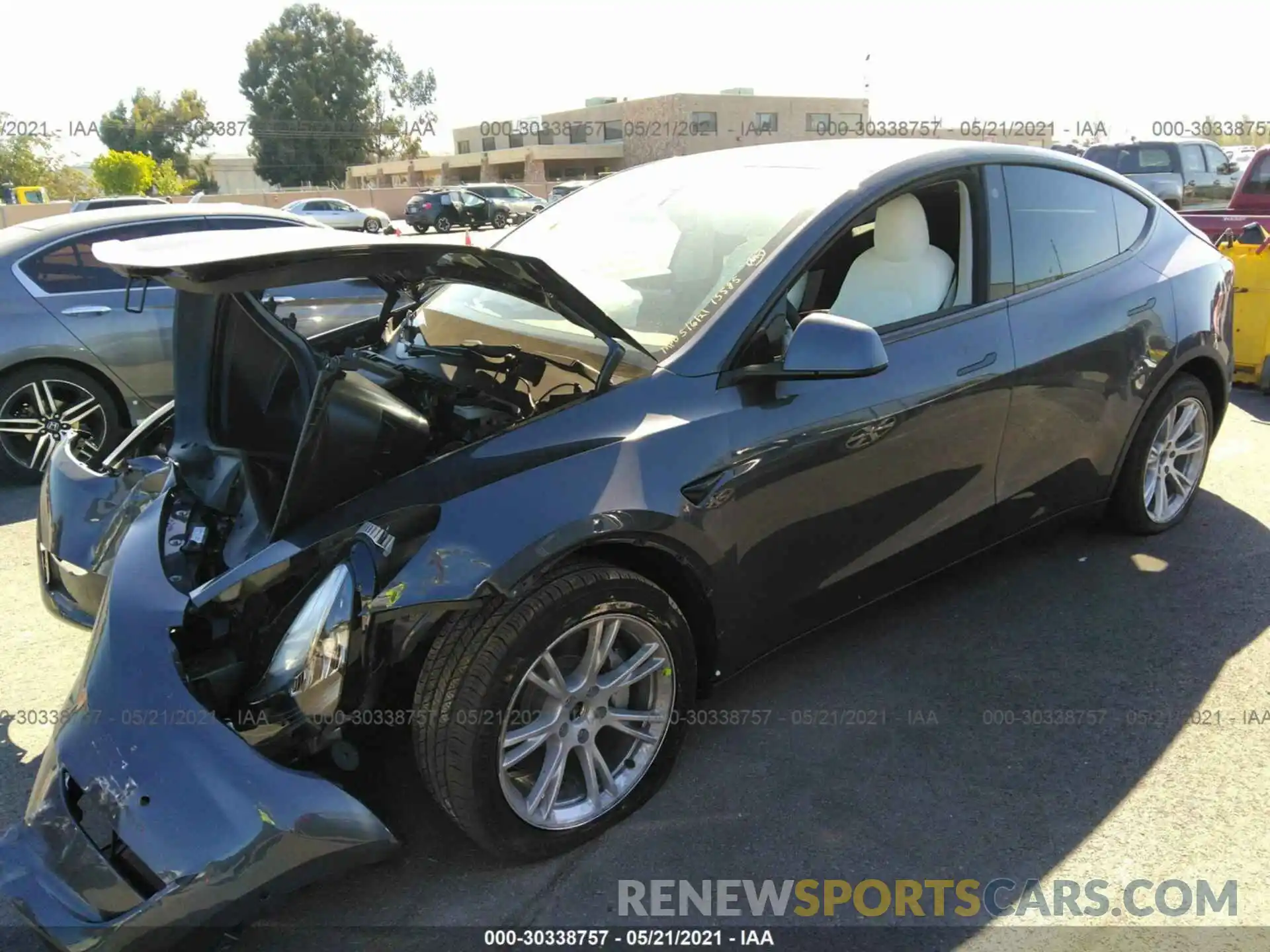 2 Photograph of a damaged car 5YJYGDEE8MF158457 TESLA MODEL Y 2021