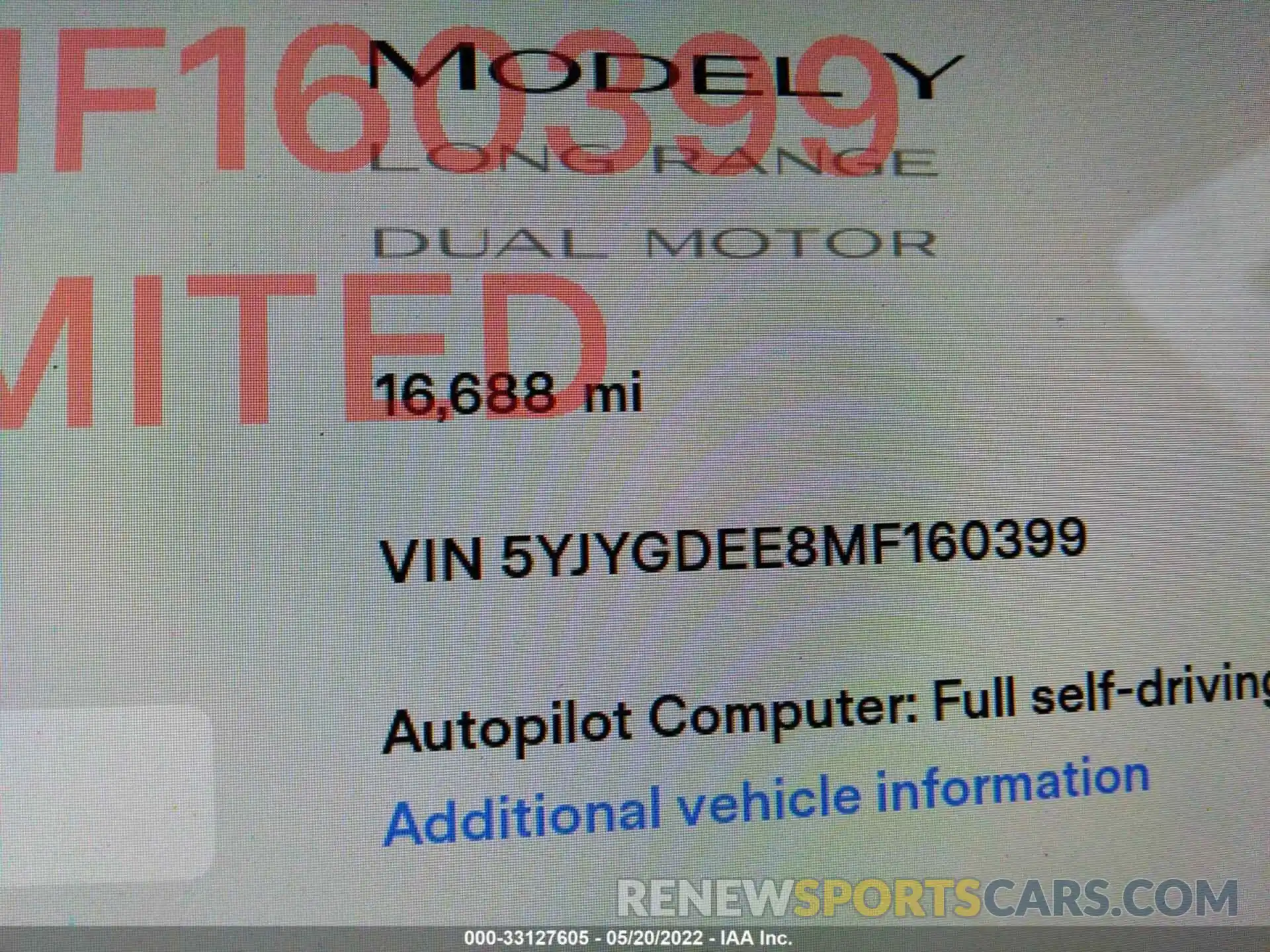 7 Photograph of a damaged car 5YJYGDEE8MF160399 TESLA MODEL Y 2021