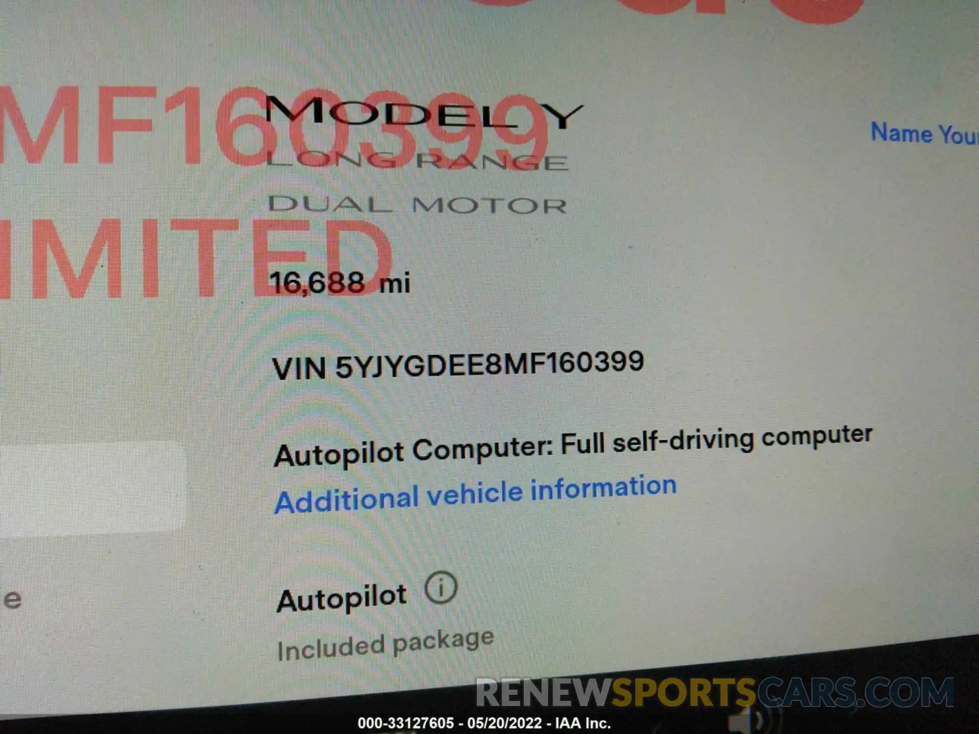 9 Фотография поврежденного автомобиля 5YJYGDEE8MF160399 TESLA MODEL Y 2021