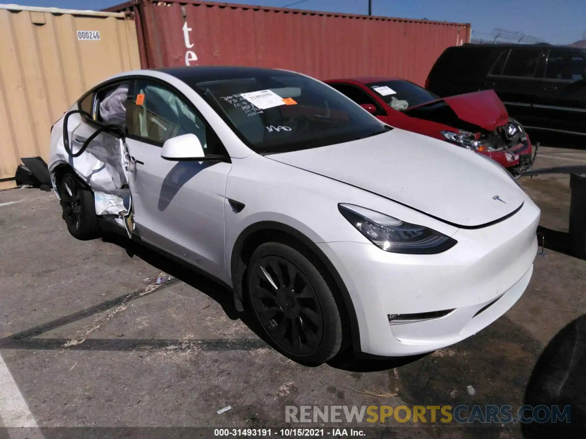 1 Photograph of a damaged car 5YJYGDEE8MF189255 TESLA MODEL Y 2021