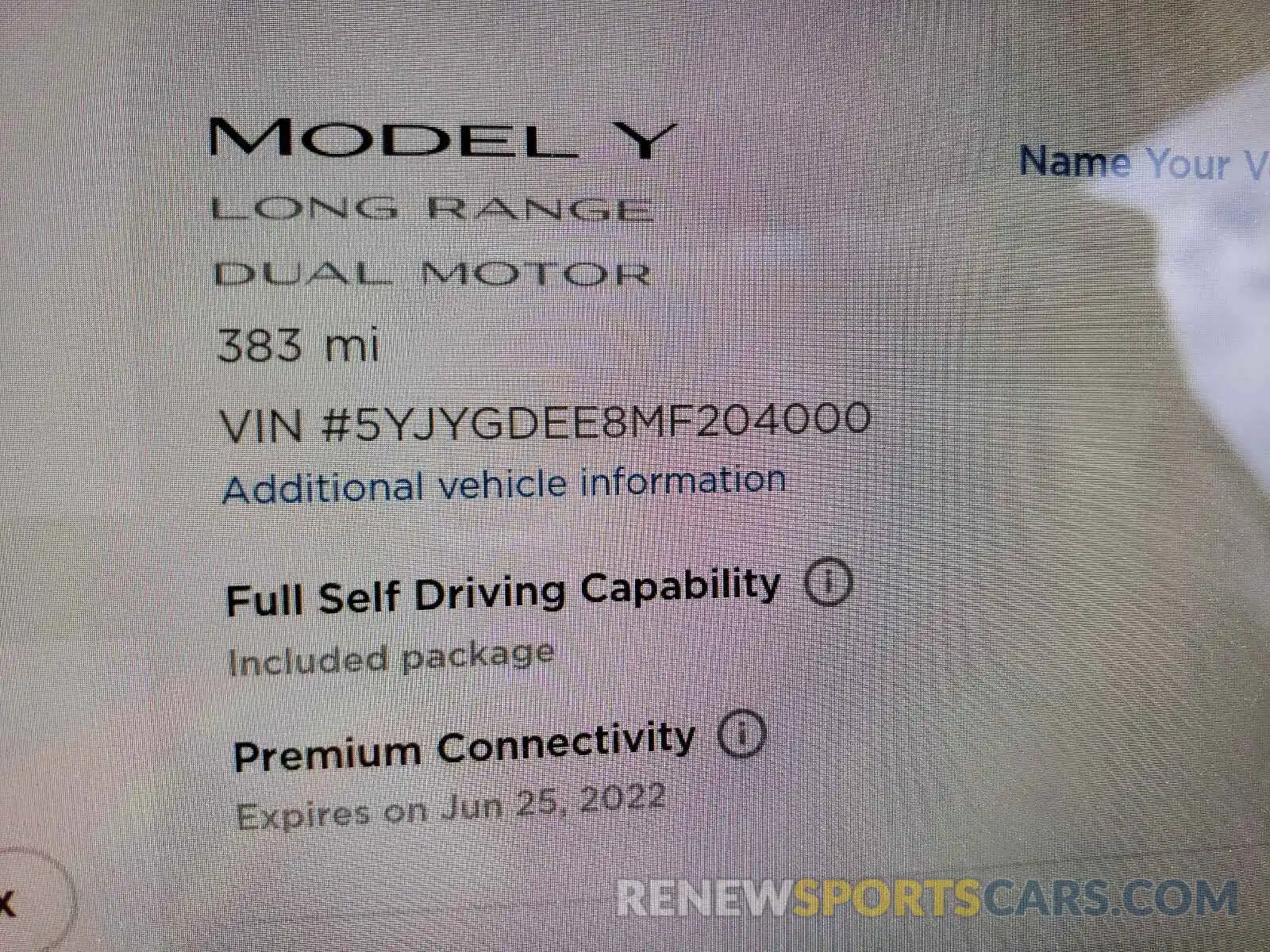 8 Photograph of a damaged car 5YJYGDEE8MF204000 TESLA MODEL Y 2021