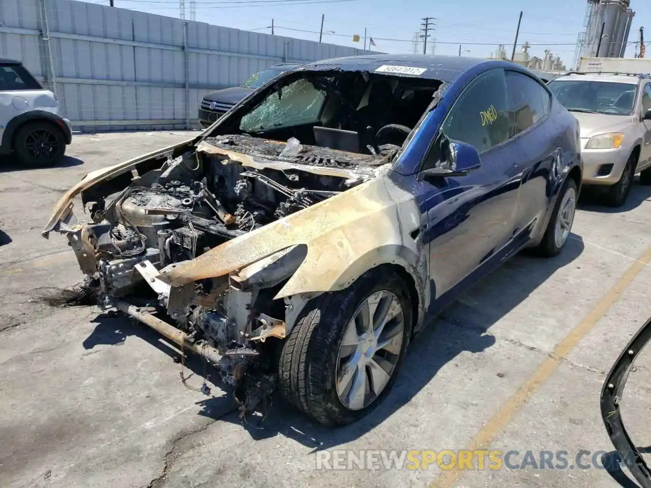 2 Photograph of a damaged car 5YJYGDEE8MF214347 TESLA MODEL Y 2021